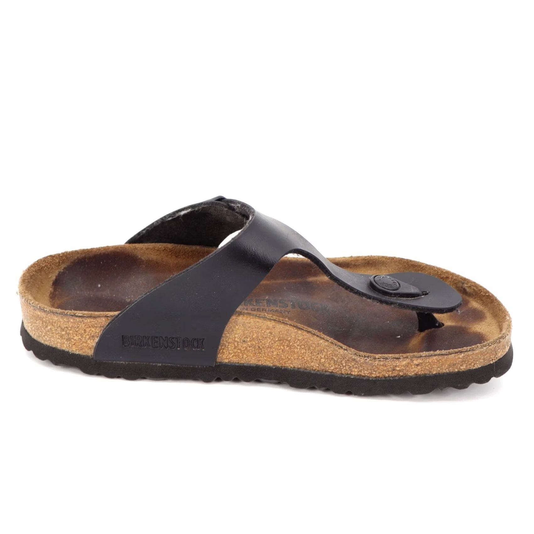Birkenstock Birkenstock Gizeh Sandal Women's 36 Nubuck Leather Cork Rubber Thong Black/Brown Leather, Cork, Rubber, Gizeh Model, Vintage No, 6 US, 36 EU Size US 6 / IT 36 - 6 Thumbnail