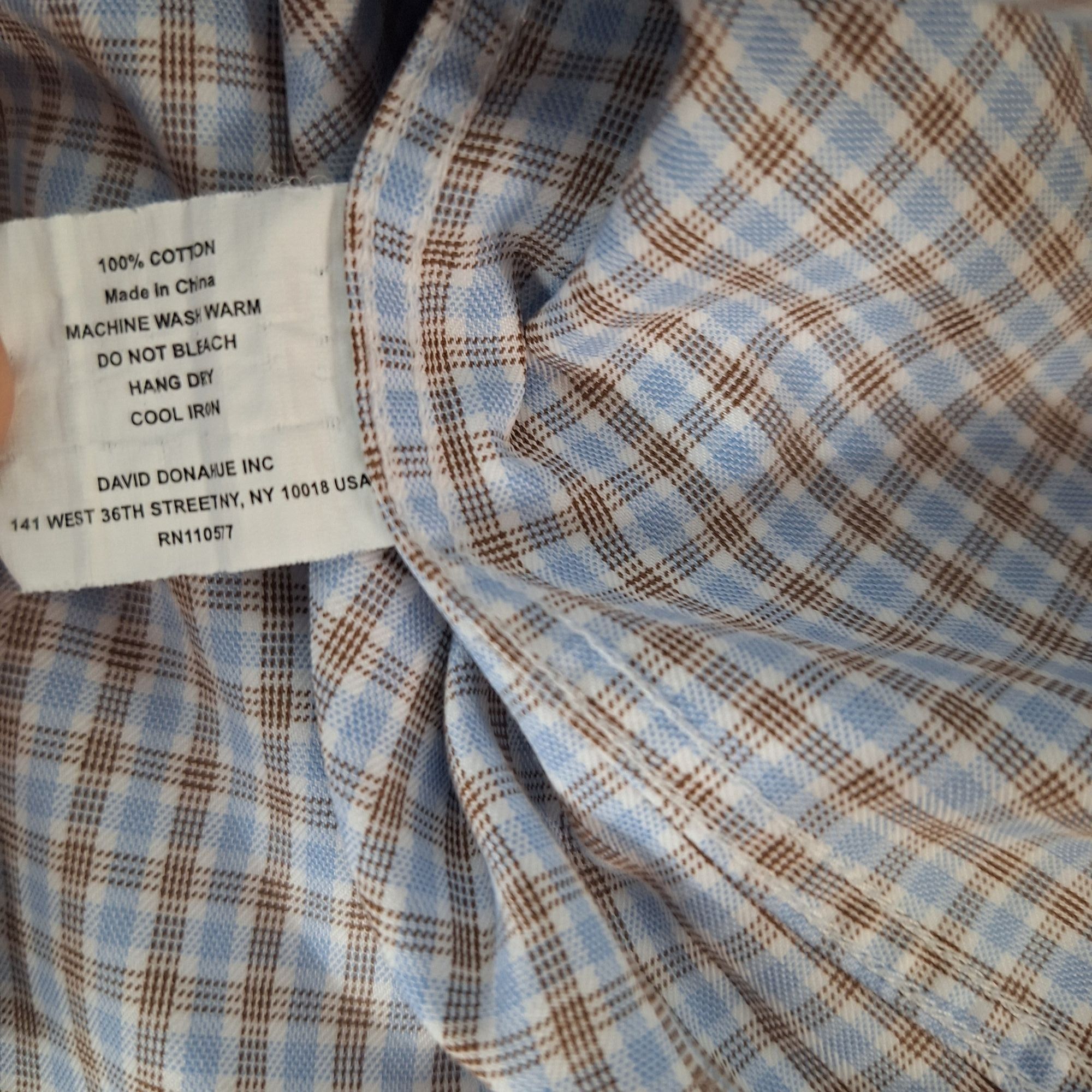 David Donahue David Donahue Dress Shirt 16 34/35 Mens Blue Brown Plaid Cot Size US L / EU 52-54 / 3 - 6 Thumbnail