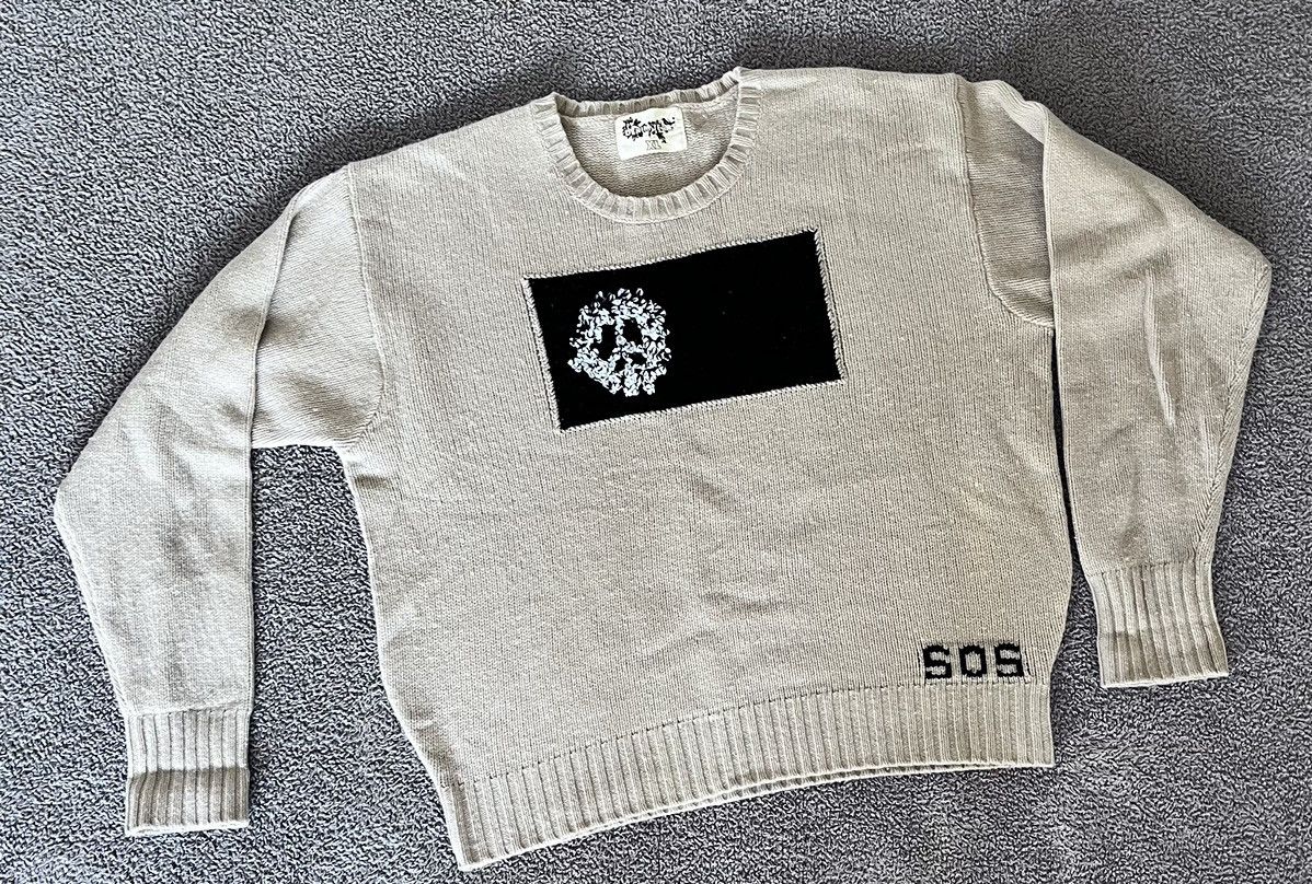 image of Denim Tears X Virgil Abloh S.o.s. Sweater - XL in Beige, Men's