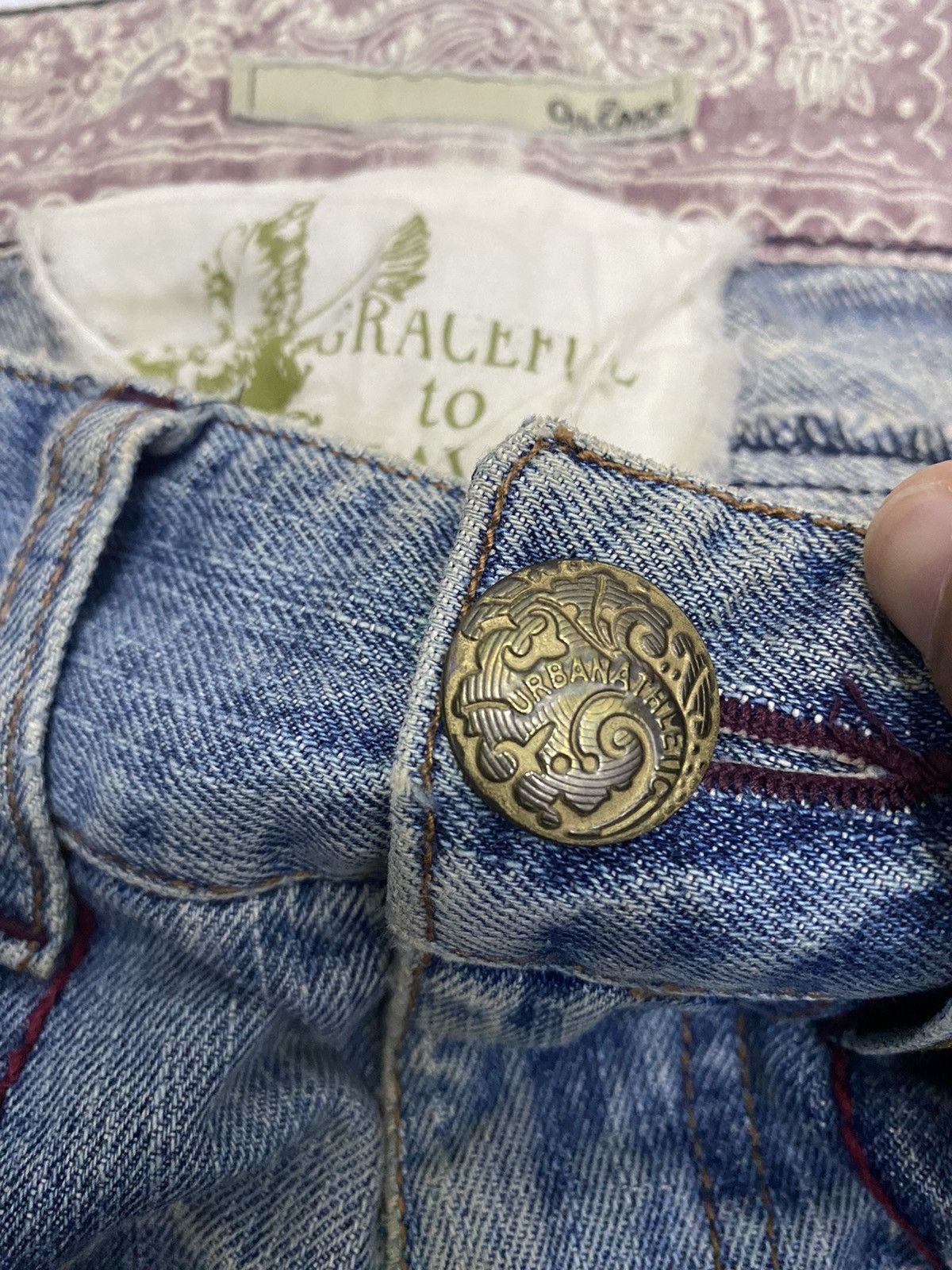 Hysteric Glamour FLARE JEANS🔥OILCAKE DISTRESSED DENIM FLARE DENIM JEANS Size US 29 - 9 Thumbnail