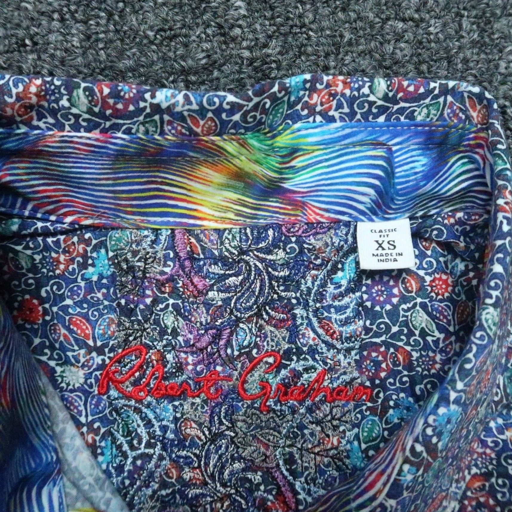 Robert Graham Robert Graham Shirt Men XS Blue Floral Long Sleeve Button-Up Flip Cuff Classic Size US XS / EU 42 / 0 - 3 Thumbnail
