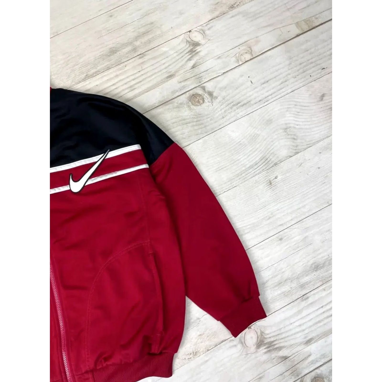 Nike VINTAGE Nike Tracksuit Jacket Nike Tracksuit Pants 90s Mens M Black Red Nike Swoosh 2 Piece Set Vintage 90s Theme Mens Size M Black Red Tracksuit Size 40R - 5 Thumbnail
