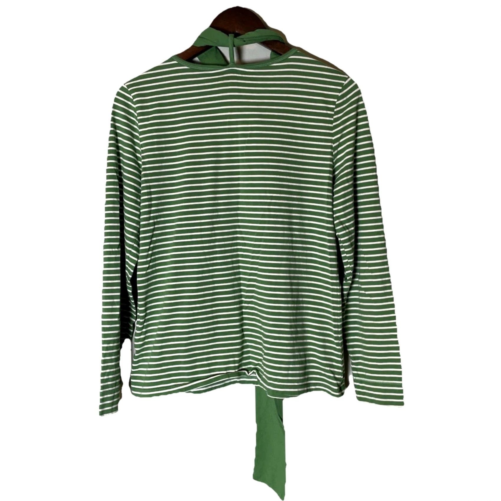 Vintage VINTAGE L.L. Bean Green Striped Knit Top T-Shirt with Scarf Women's M Casual Size M / US 6-8 / IT 42-44 - 3 Thumbnail