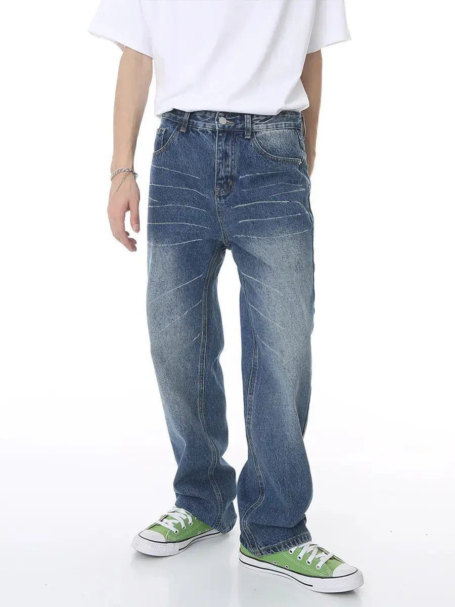Japanese Brand Retro loose straight leg wide leg jeans Size US 32 / EU 48 - 4 Thumbnail