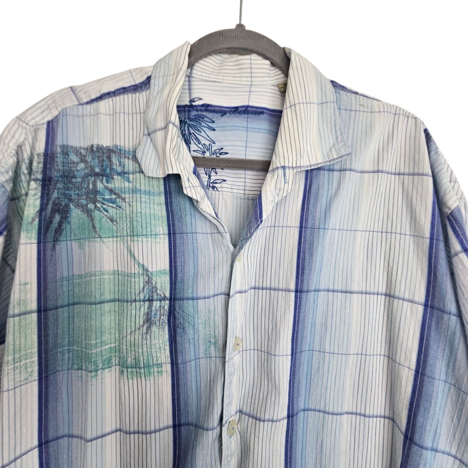 Tommy Bahama Tommy Bahama Hawaiian Shirt Men XXL Blue White Plaid Top Size US XXL / EU 58 / 5 - 2 Thumbnail