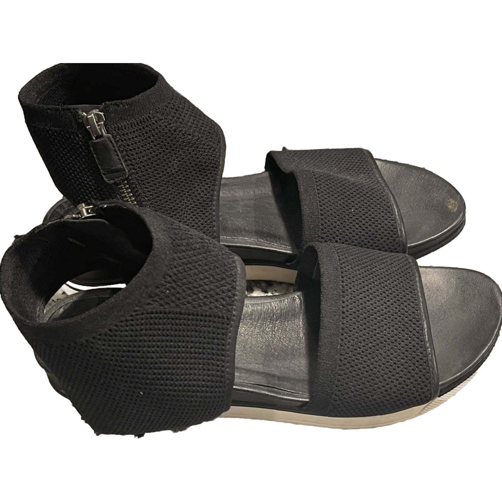 Eileen Fisher Eileen Fisher SPORT3-NU Black Size 8 Women Sandal Sport 3 Leather Wedge Zip Ankle Strap Criss-Cross Sandal Shoes Shoes Women Size US 8 / IT 38 - 3 Thumbnail