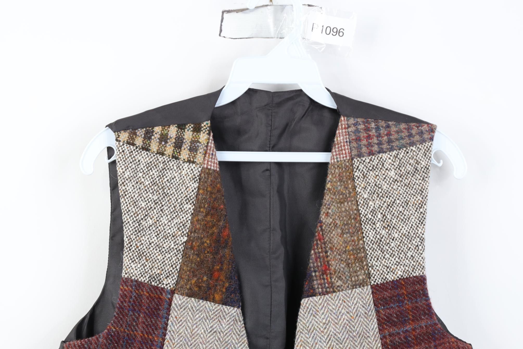 Vintage Vintage 90s Streetwear Tweed Patchwork Tie Back Vest Jacket Size M / US 6-8 / IT 42-44 - 2 Thumbnail