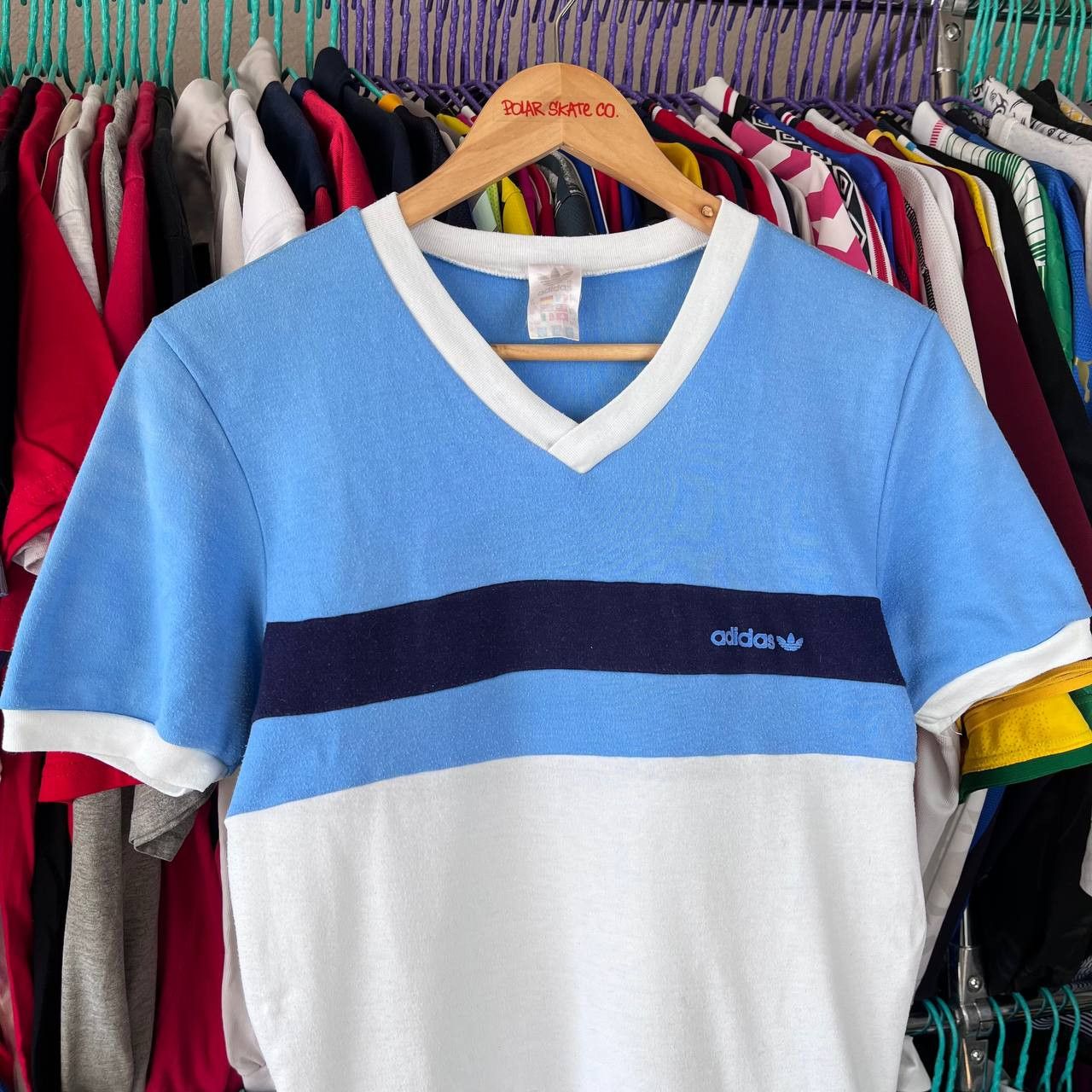 Adidas x2 80s Retro Adidas Trefoil Striped Tshirt Made in Ireland Size US S / EU 44-46 / 1 - 3 Thumbnail