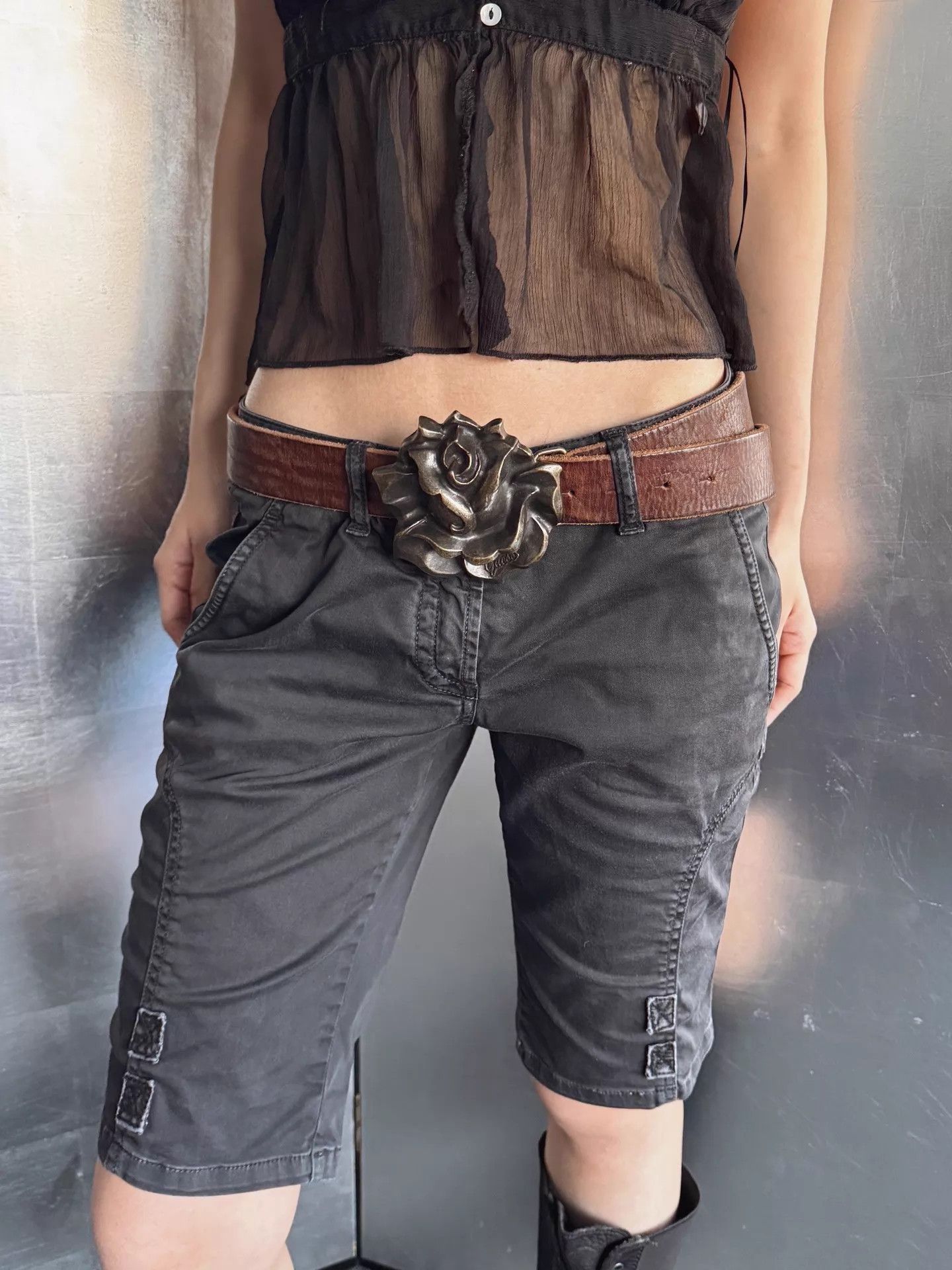 Guess GUESS Vintage Bronze Rose Wide Leather Belt Size ONE SIZE - 1 Thumbnail
