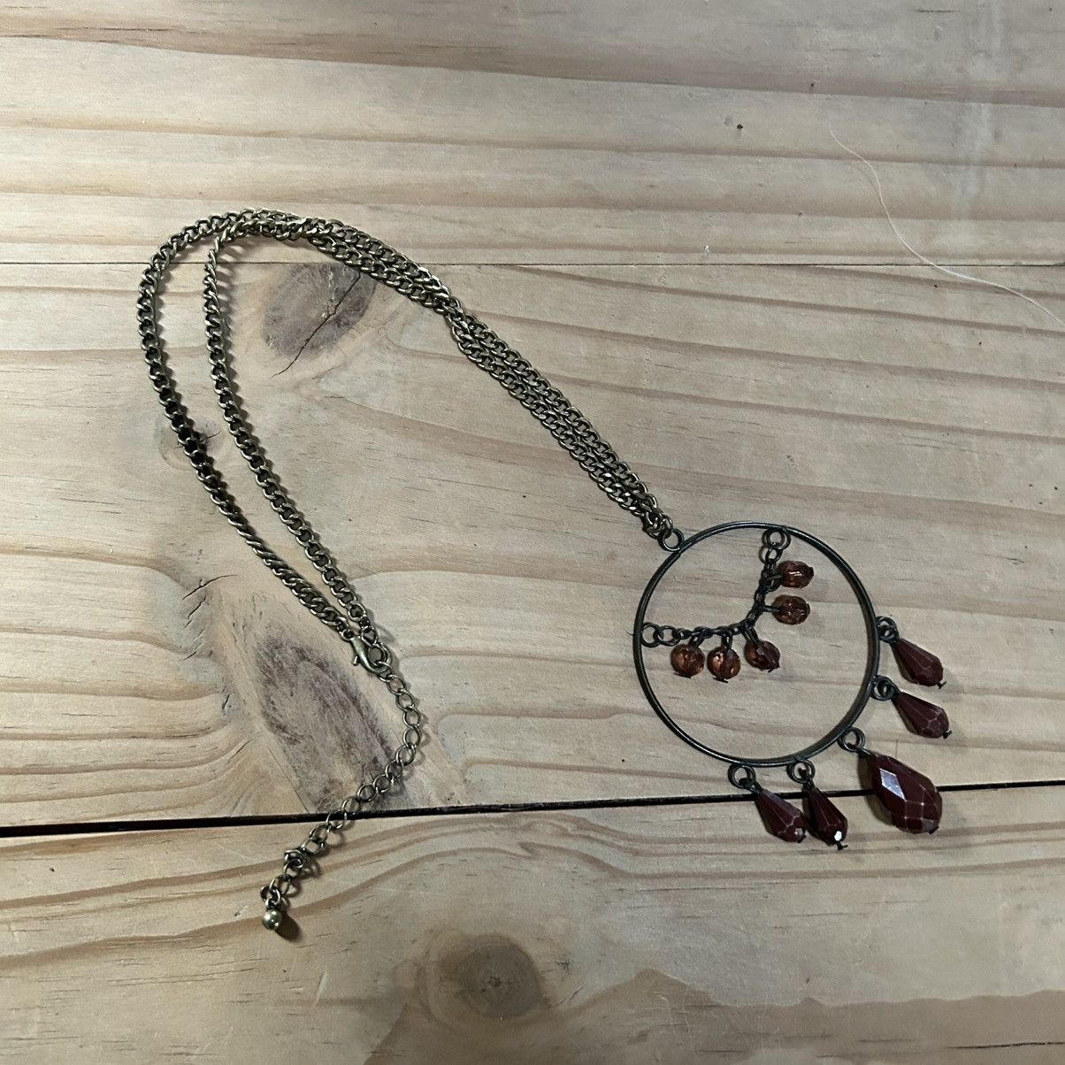Handmade Handcrafted large brass dangle bead pendant necklace Size ONE SIZE - 5 Thumbnail