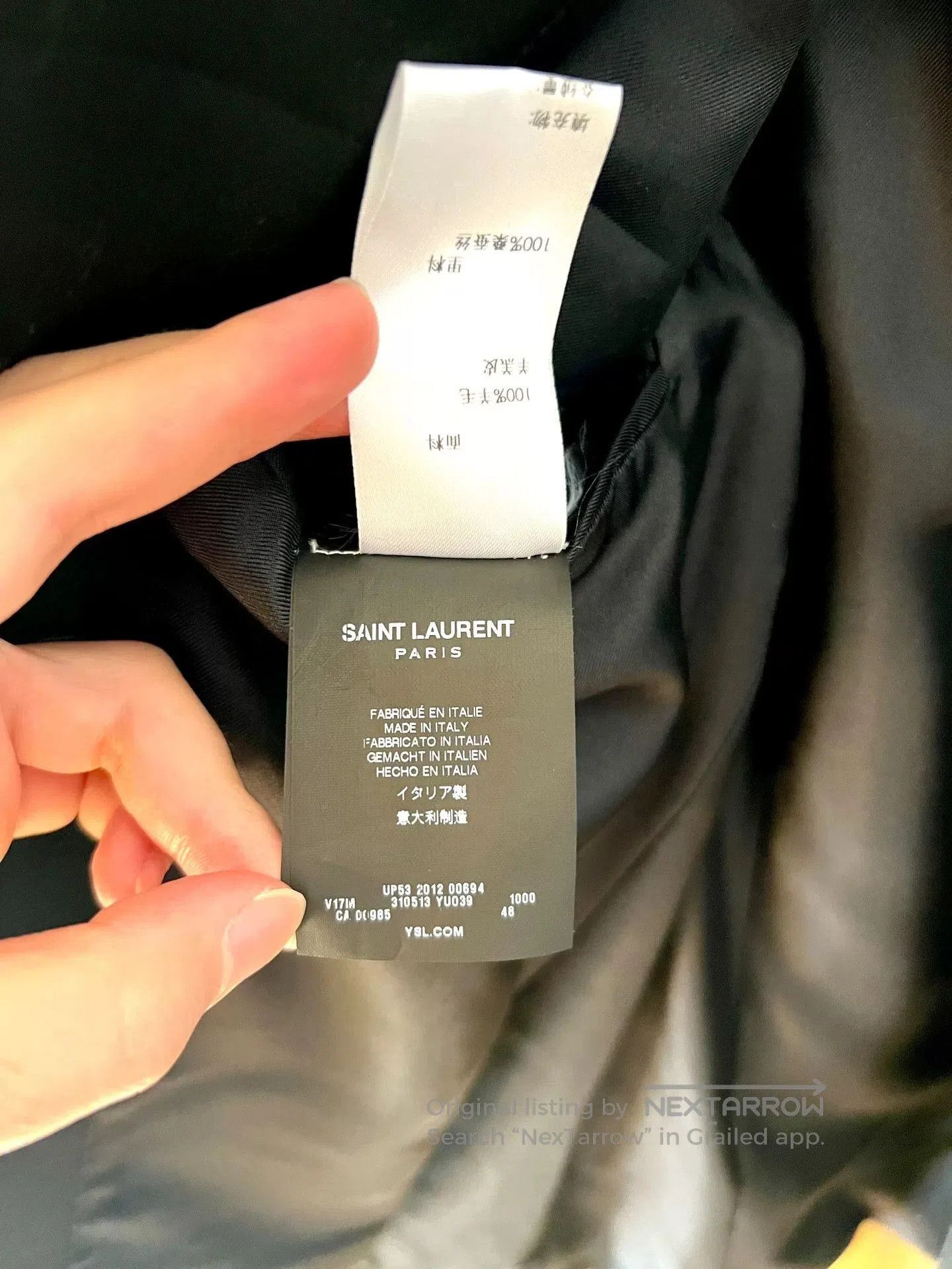 Saint Laurent Paris black leather lapel double-breasted blazer. Size US M / EU 48-50 / 2 - 5 Thumbnail
