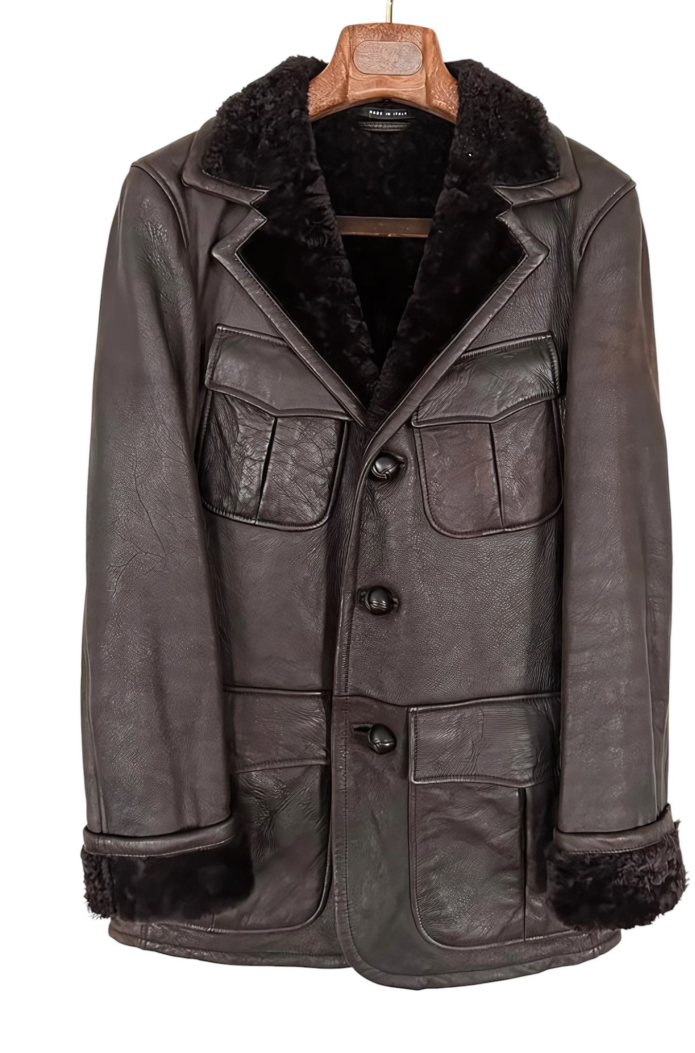 ARCHIVE TOM FORD ERA LEATHER KARAKUL SHEARLING COAT