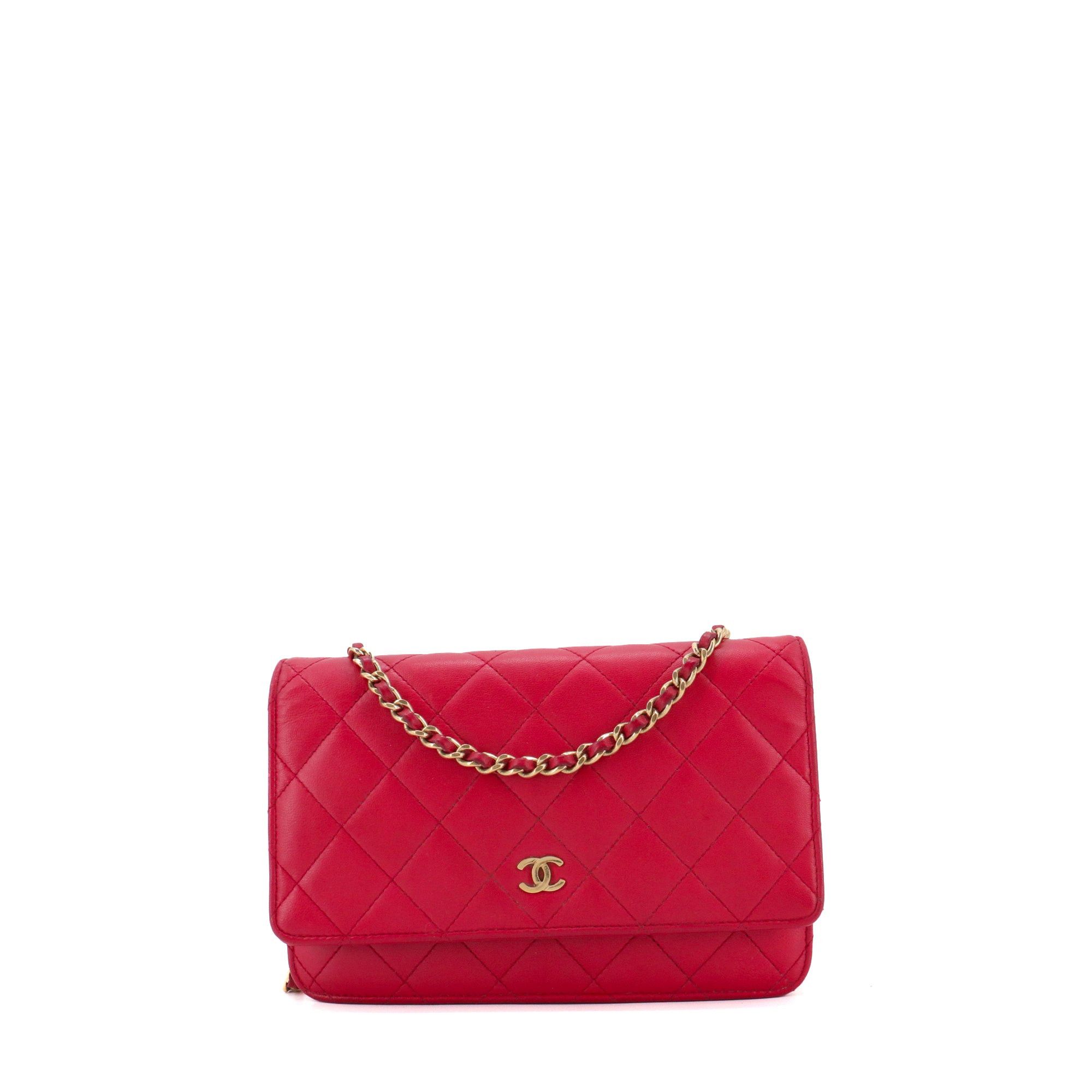 Chanel CHANEL - Chanel Wallet On Chain shoulder bag in red smooth leather Size ONE SIZE - 1 Thumbnail