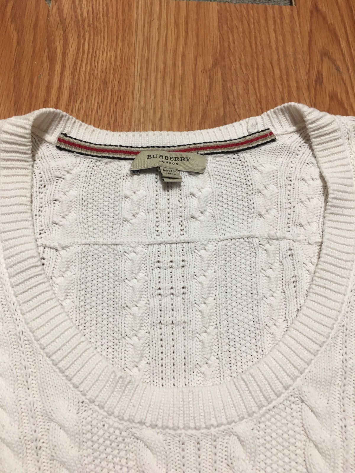 Burberry BURBERRY London Ivory Knit Cotton Shortsleeved Jumper Sz M Size M / US 6-8 / IT 42-44 - 8 Thumbnail