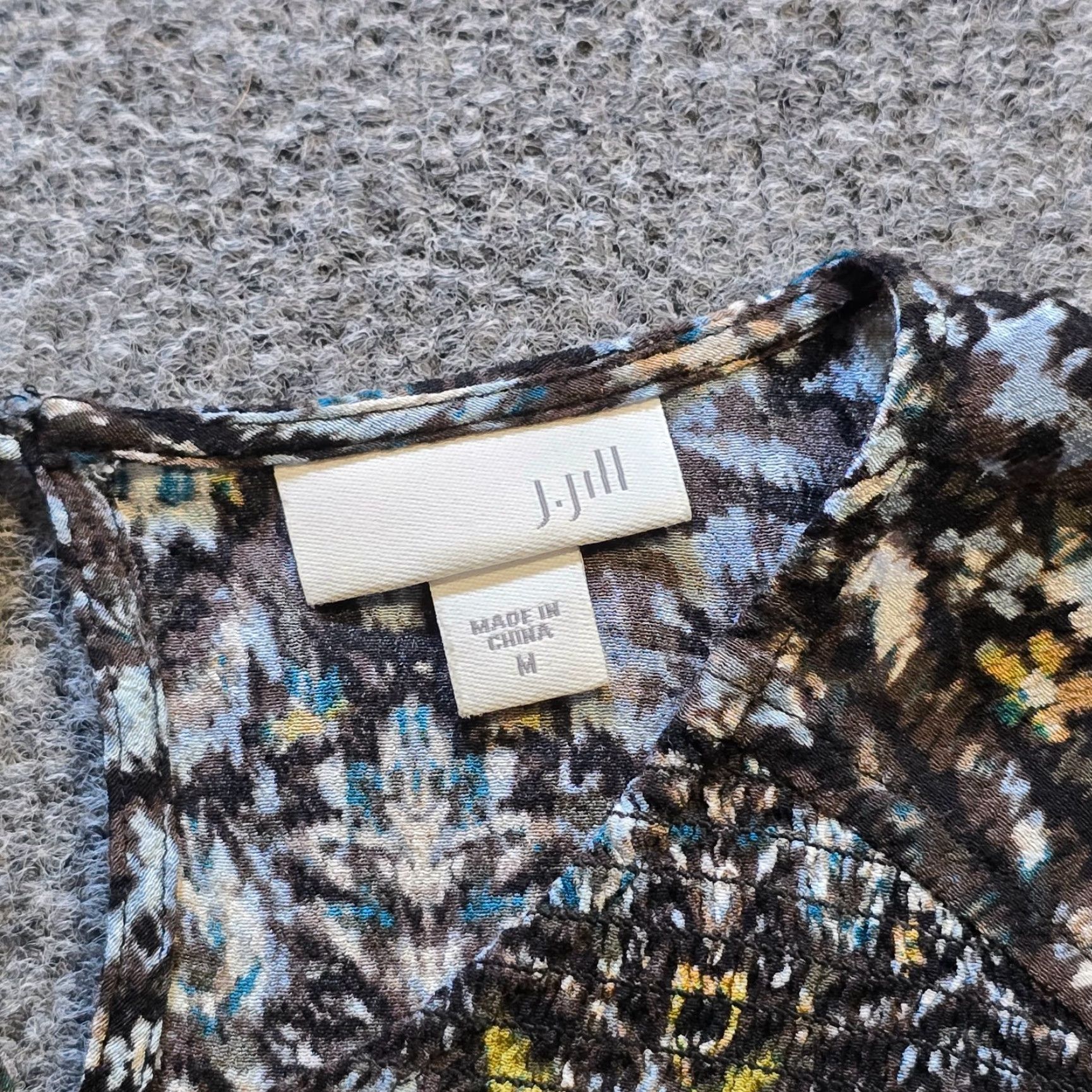J. Jill J Jill Top Blouse Womens Size M Black Green Smocked Long Sleeve High Neck Casual Shirt Size M / US 6-8 / IT 42-44 - 3 Thumbnail