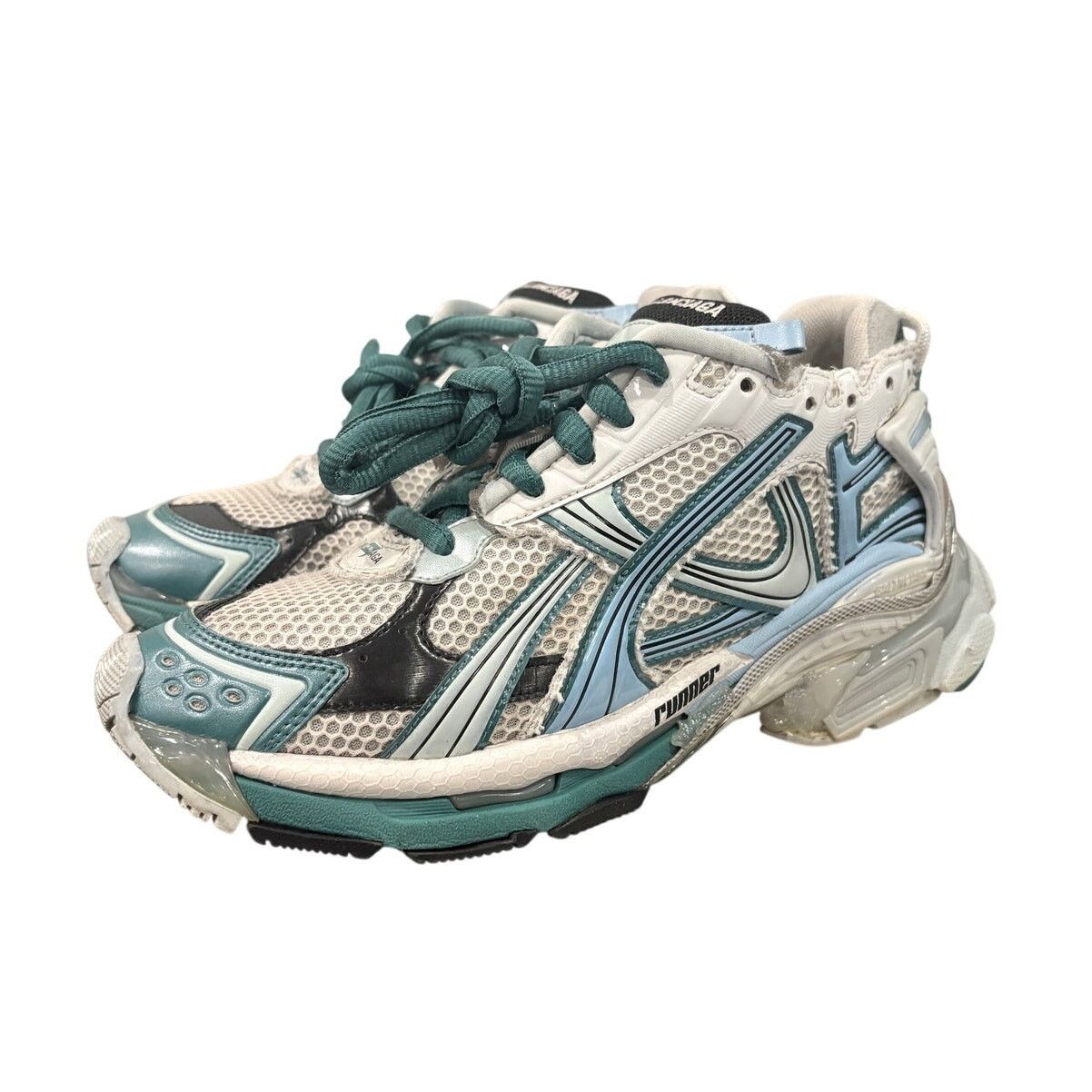 Balenciaga Runner Gradient Sneakers White Dark Green Blue