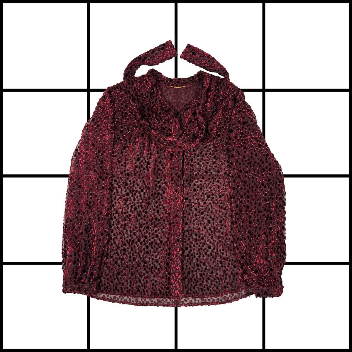 Saint Laurent Paris |[ FW18 Saint Laurent Devorè Silk Tie-Neck Blouse ]| Size US S / EU 44-46 / 1 - 1 Thumbnail