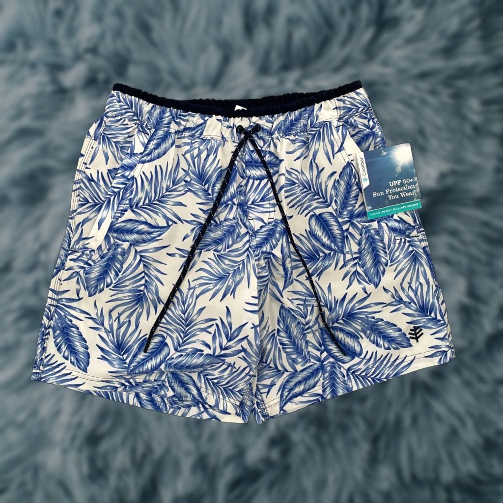 Vintage Coolibar Shorts Blue Floral Kahuna Trunks Lined Mens S NEW Adult Small Beach Hawaiian Swim Bottoms Size US 29 - 1 Thumbnail