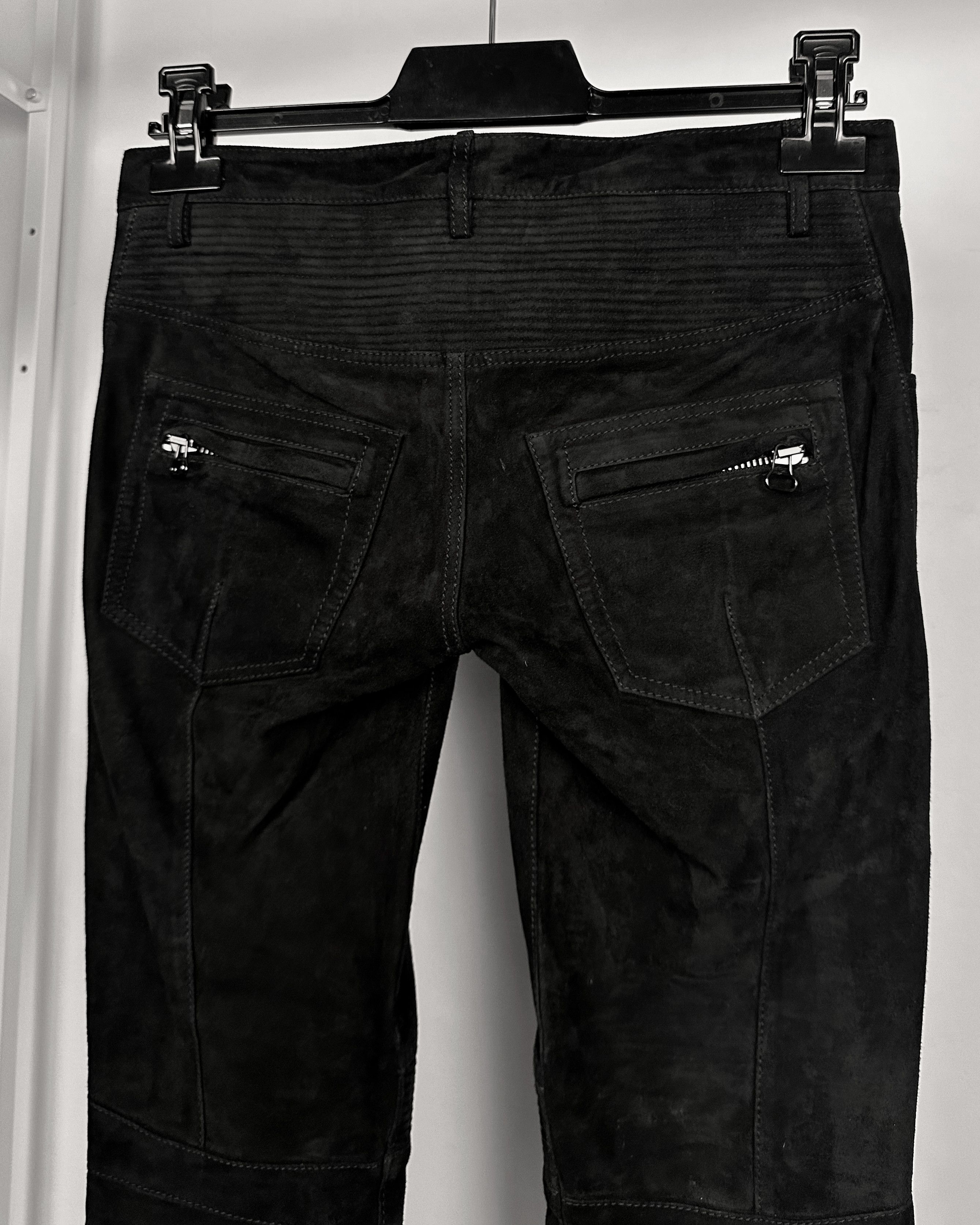 Balmain Balmain Suede Leather Flared Bootcut Biker Jeans Size US 27 - 8 Thumbnail