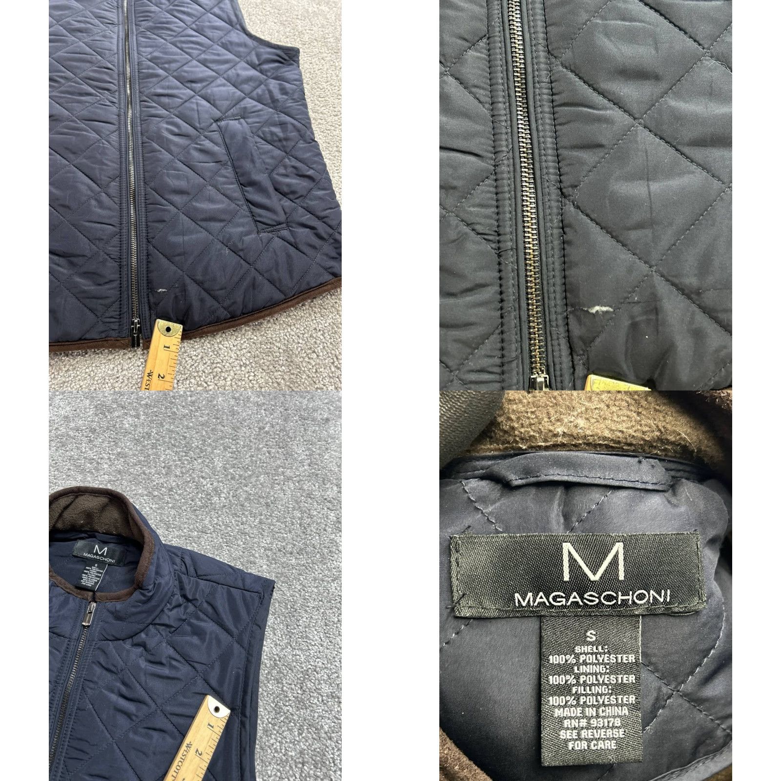 Vintage Magaschoni Quilted Vest Mens Small Blue Full Zip Mock Neck Thermal Insulation Size US S / EU 44-46 / 1 - 8 Thumbnail