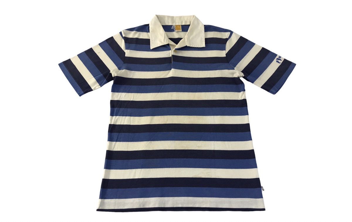 Hang Ten Vintage 80s Hang Ten Striped Rugby Surf Polo Tee T-shirt Size US S / EU 44-46 / 1 - 1 Thumbnail