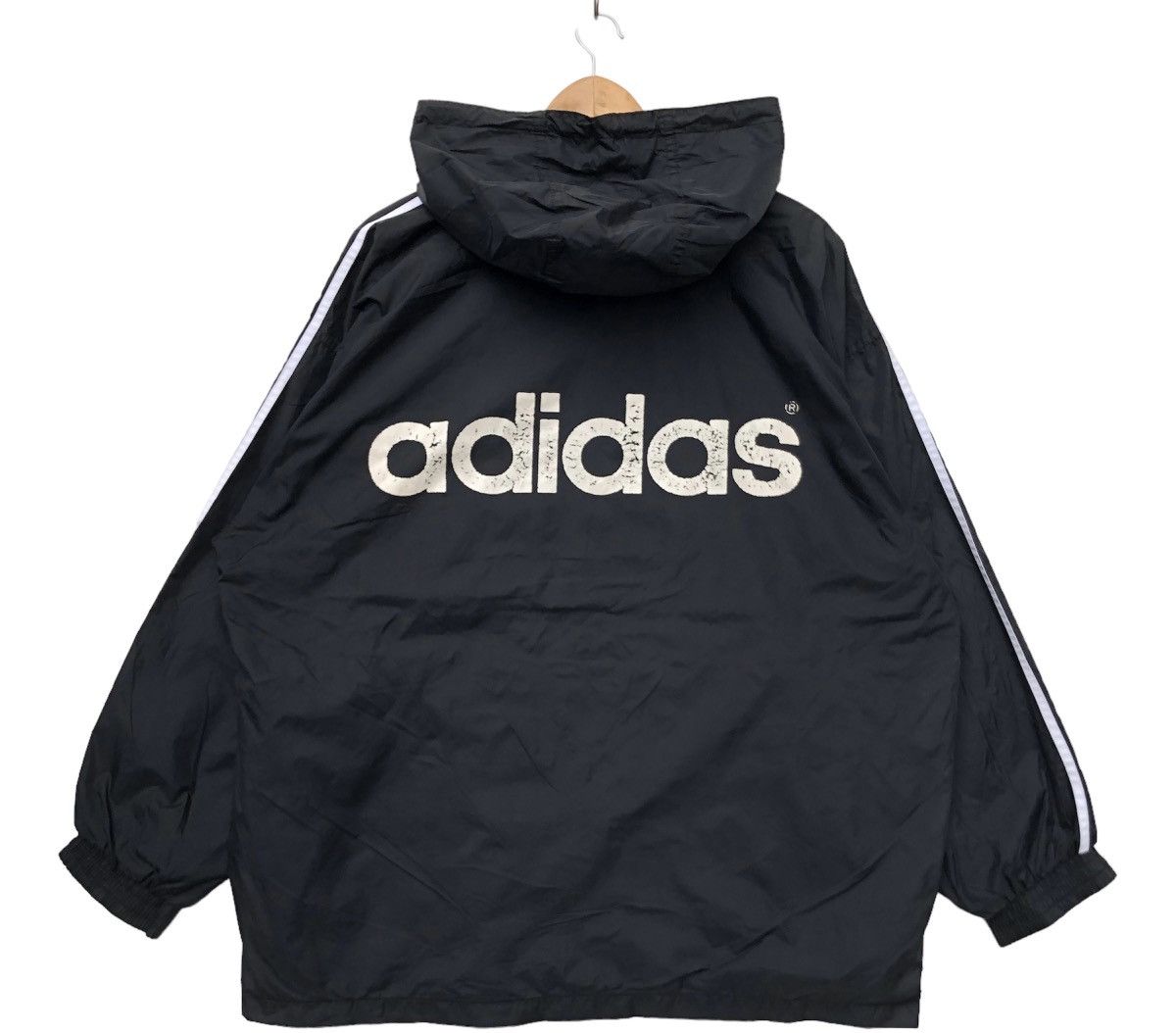 Vintage Vintage 90s Adidas Trefoil Big Logo Hoodie Winbreaker | Hype Size US XL / EU 56 / 4 - 8 Thumbnail