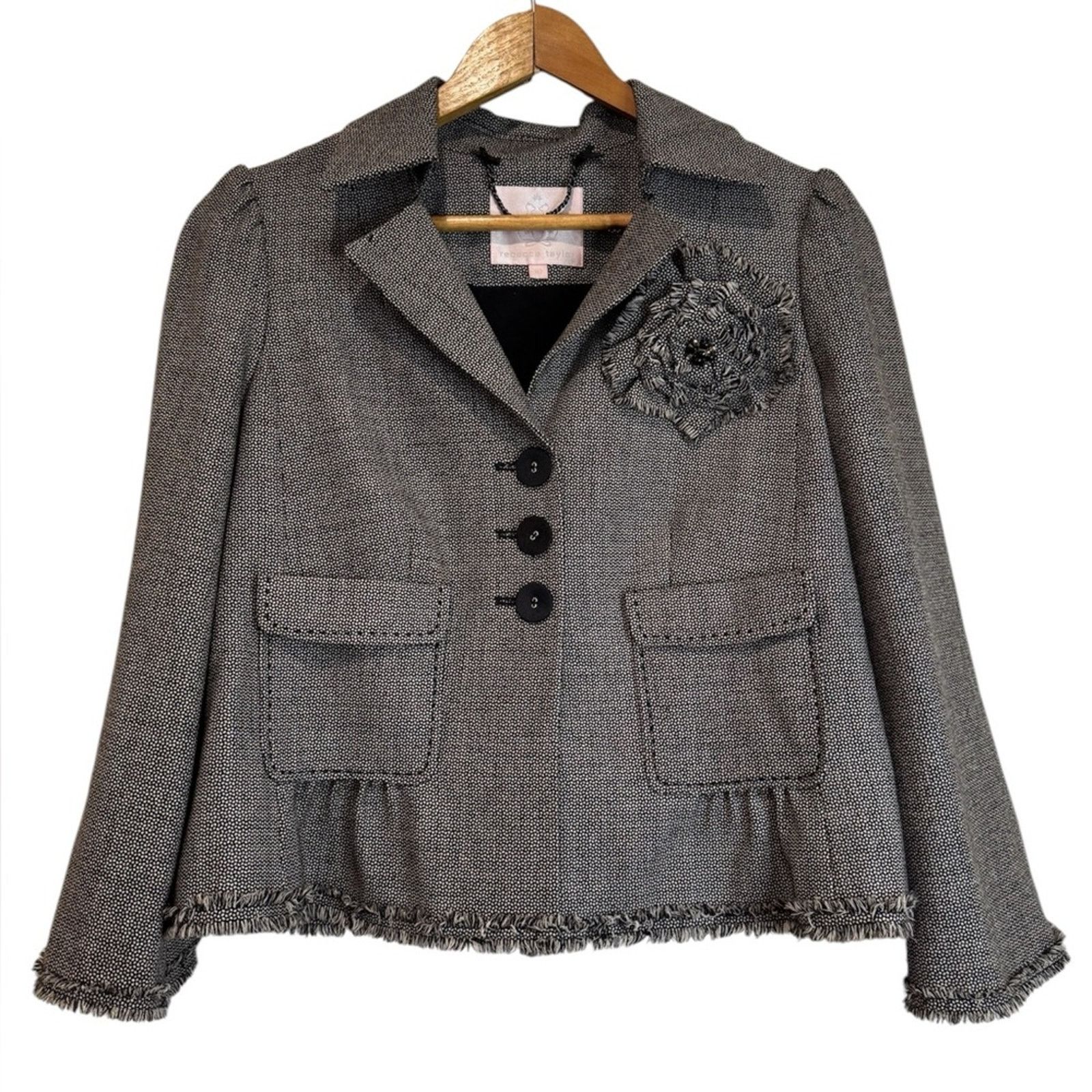 Rebecca Taylor Rebecca Taylor Wool Tweed Cropped Blazer Size 10 Size L / US 10 / IT 46 - 1 Thumbnail