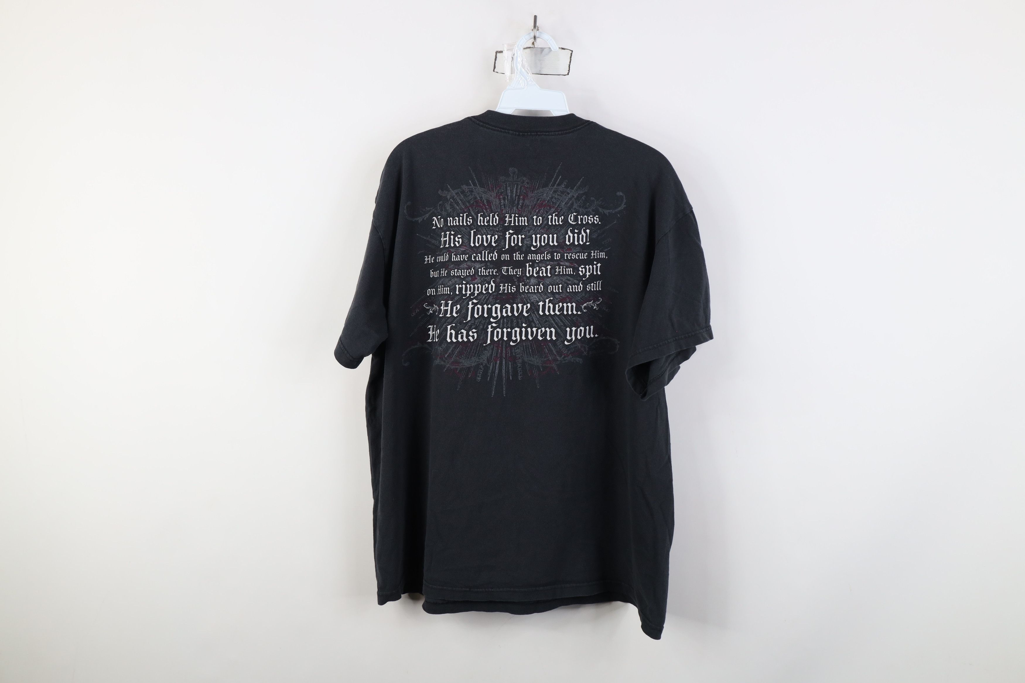 Vintage Vintage Y2K Jesus Christian Cross T-Shirt Black Cotton Size US XL / EU 56 / 4 - 12 Thumbnail