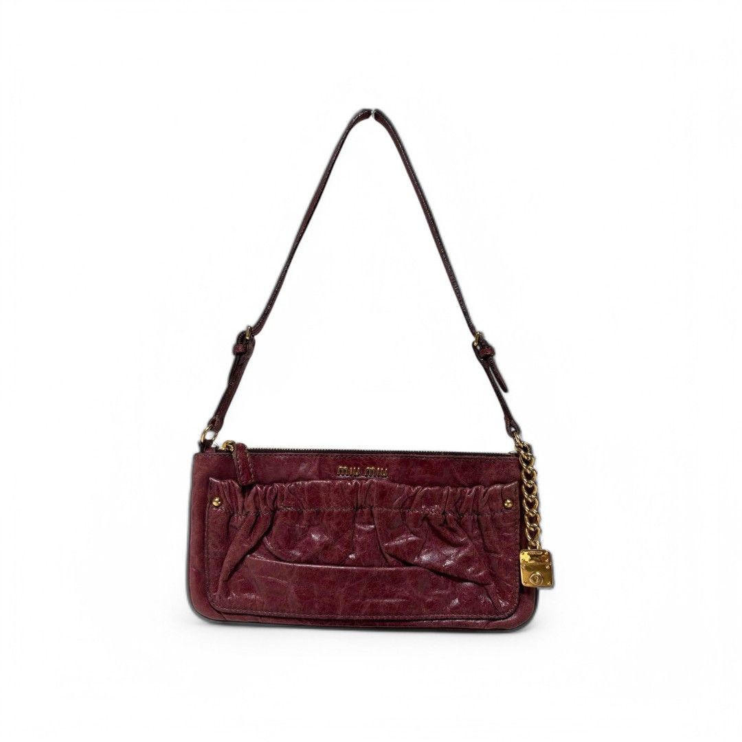 Miu Miu Miu Miu Vitello Lux Handbag Leather Pink Side Ribbon