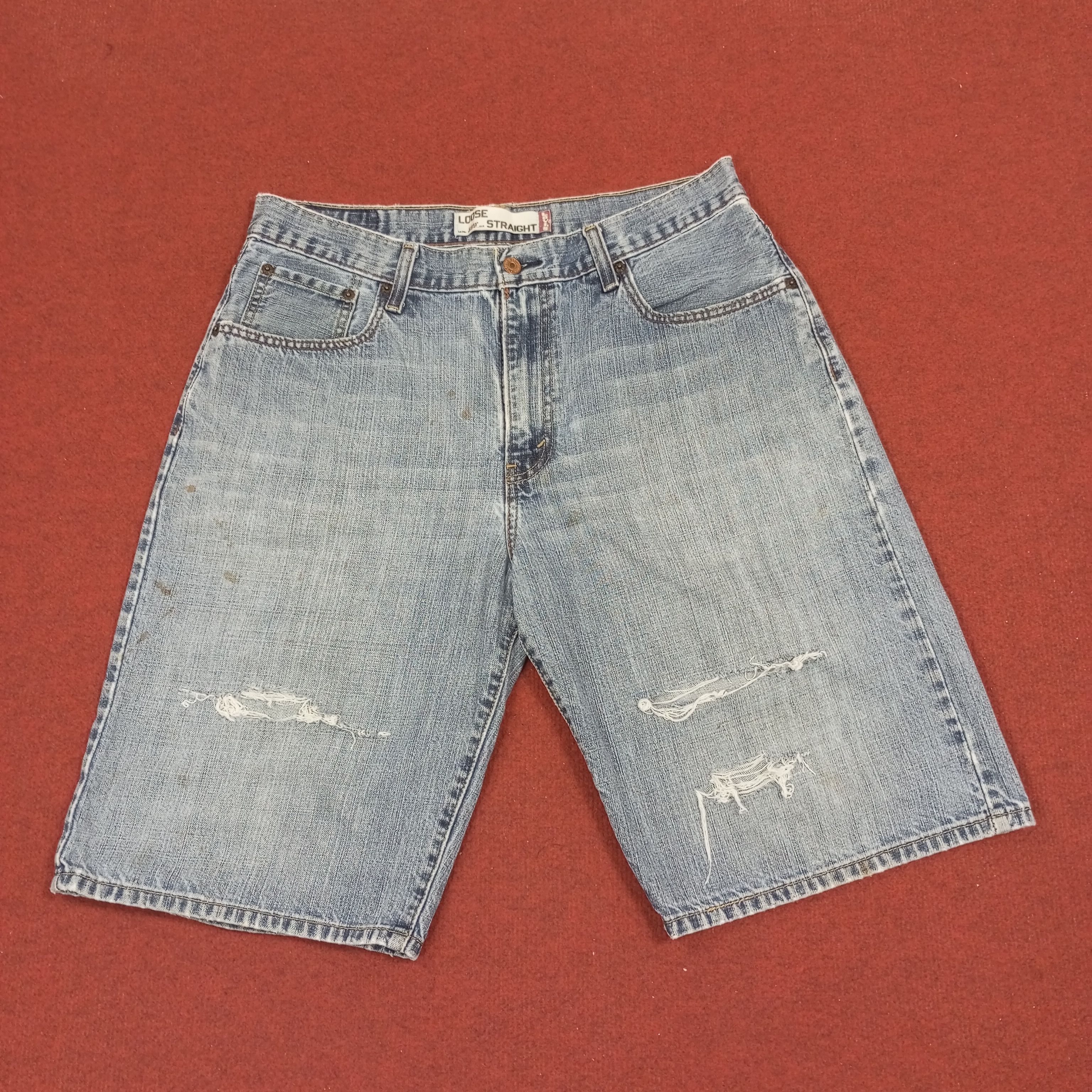 Levi's × Vintage Levis Short Jeans Distressed Streetwear Summer Style Size US 34 / EU 50 - 1 Thumbnail