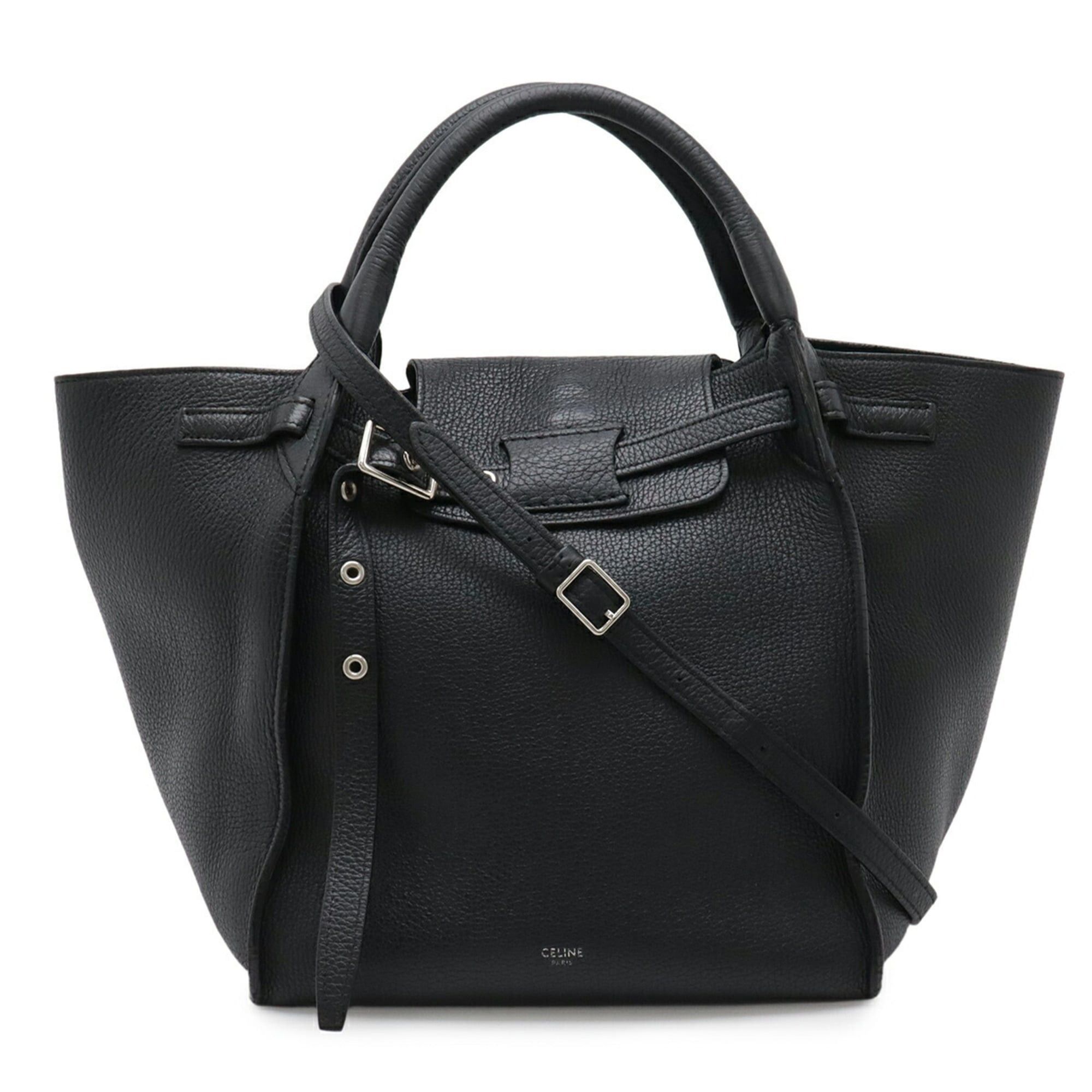 Celine Big Bag, Small Handbag, Shoulder Leather, Black, 189313A4U, Women's