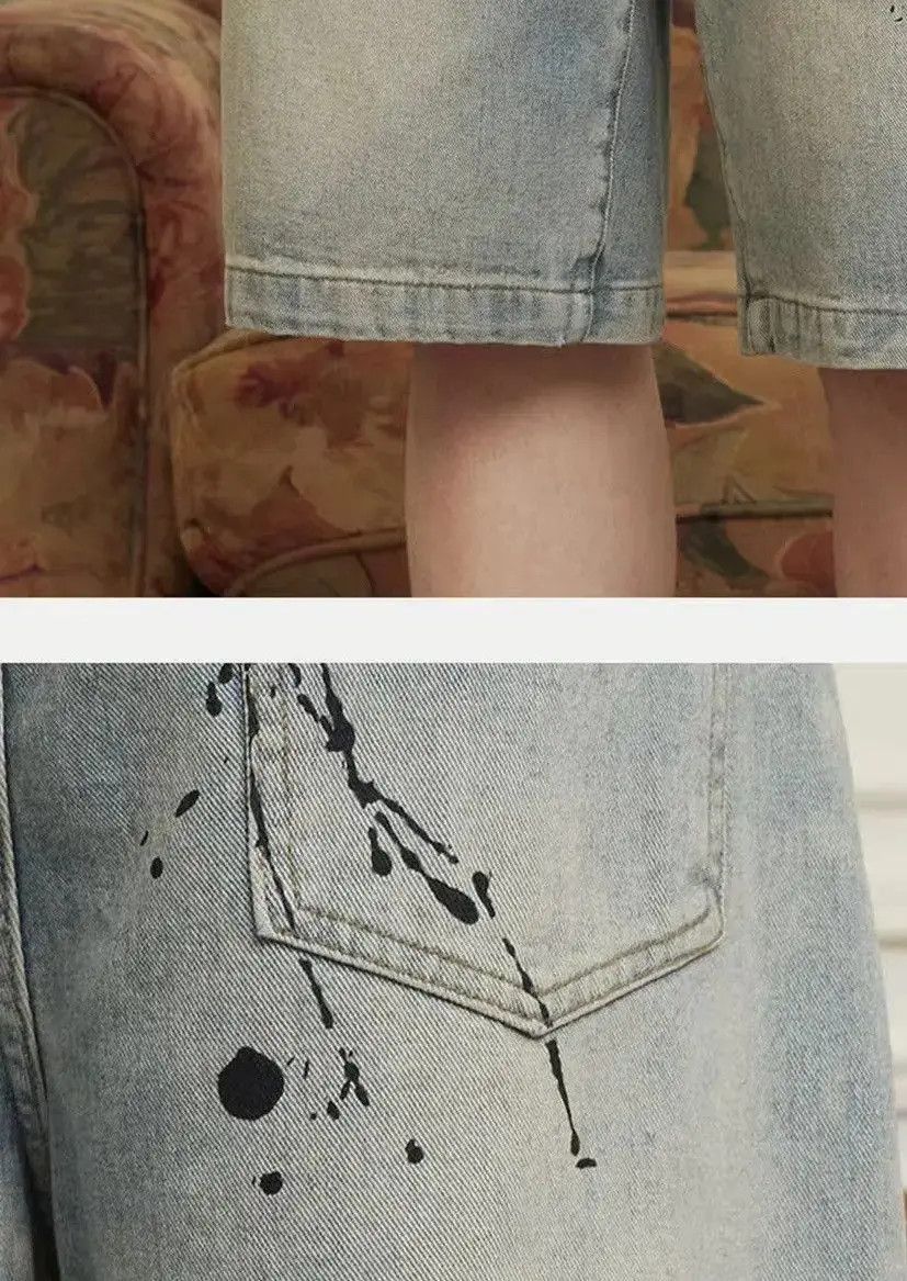 Japanese Brand Graffiti Paint Vintage Washed Jorts Shorts Size US 33 - 4 Thumbnail
