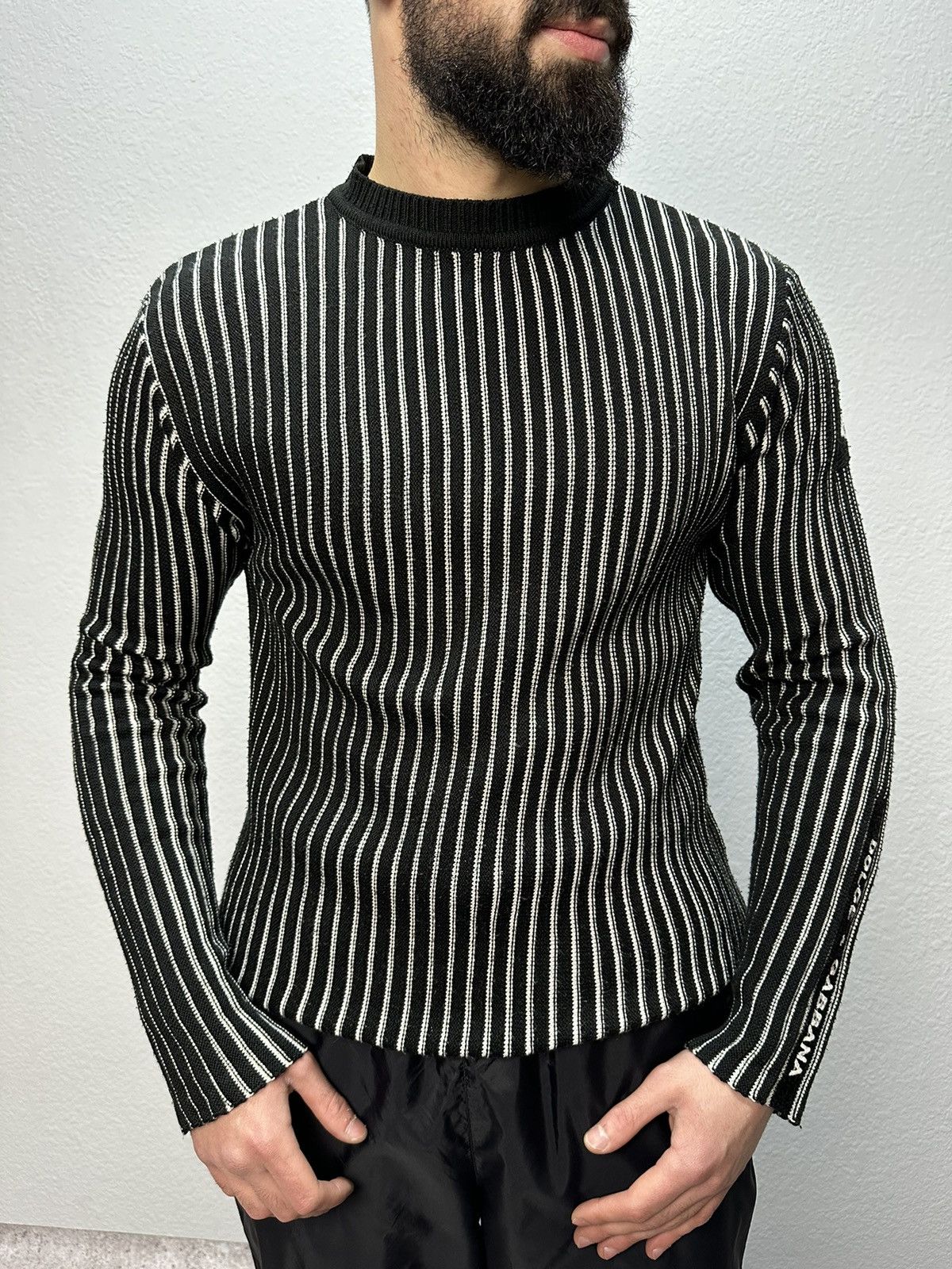 Vintage Vintage Dolce Gabbana Knitted Sweater Striped Ribbed Washed Size US L / EU 52-54 / 3 - 1 Thumbnail