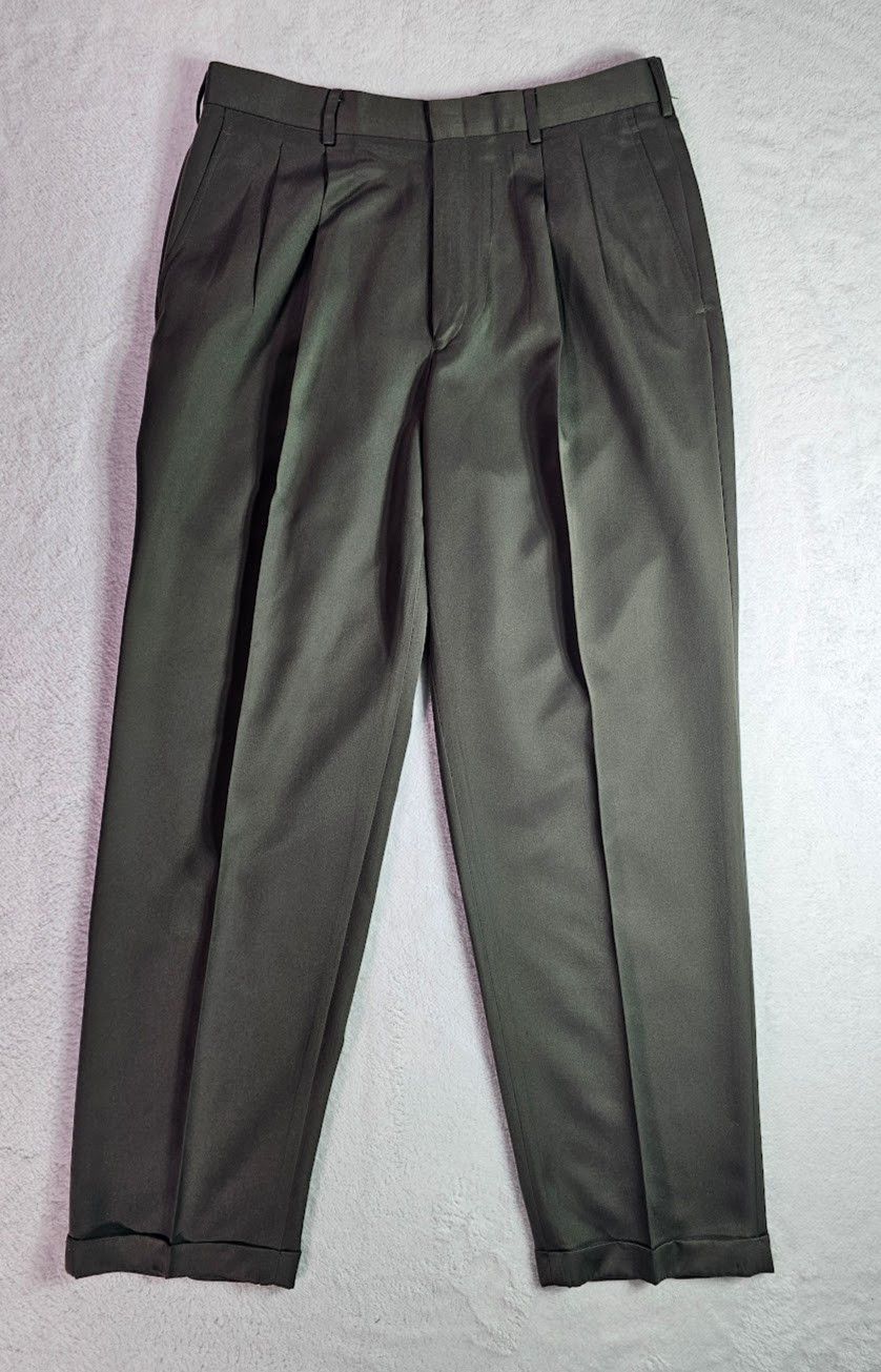 Savane Savane Mens Sage Green Pleated Cuffed Dress Pants Size US 34 / EU 50 - 10 Thumbnail