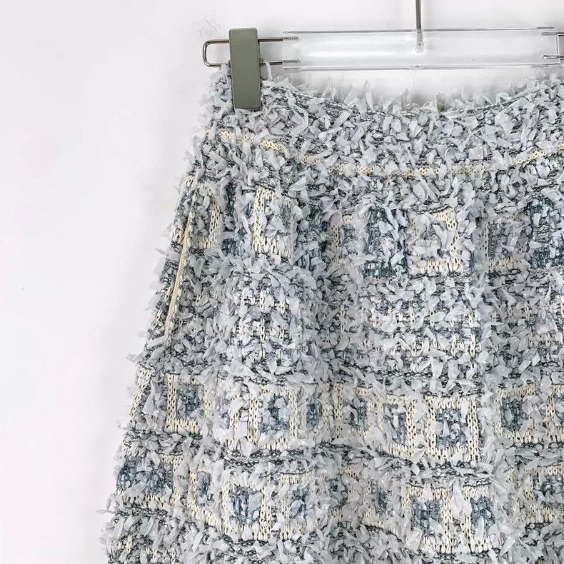 Chanel Chanel Light blue cotton tassel flower stitching tweed skir Size 42" / US 20 - 3 Thumbnail
