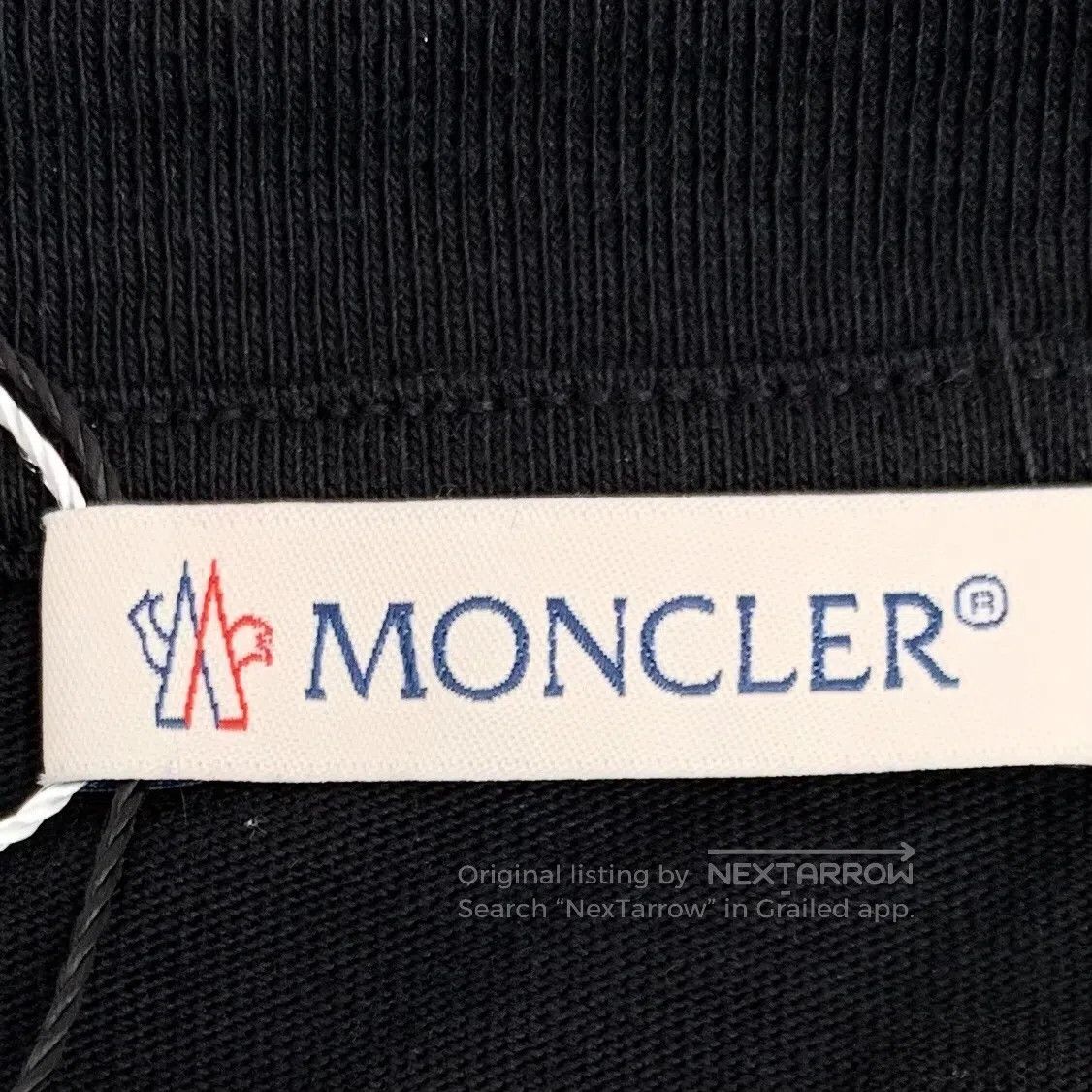 Moncler Moncler Black Letter Printed Cotton Crew Neck Short Sleeve Size US XL / EU 56 / 4 - 6 Thumbnail