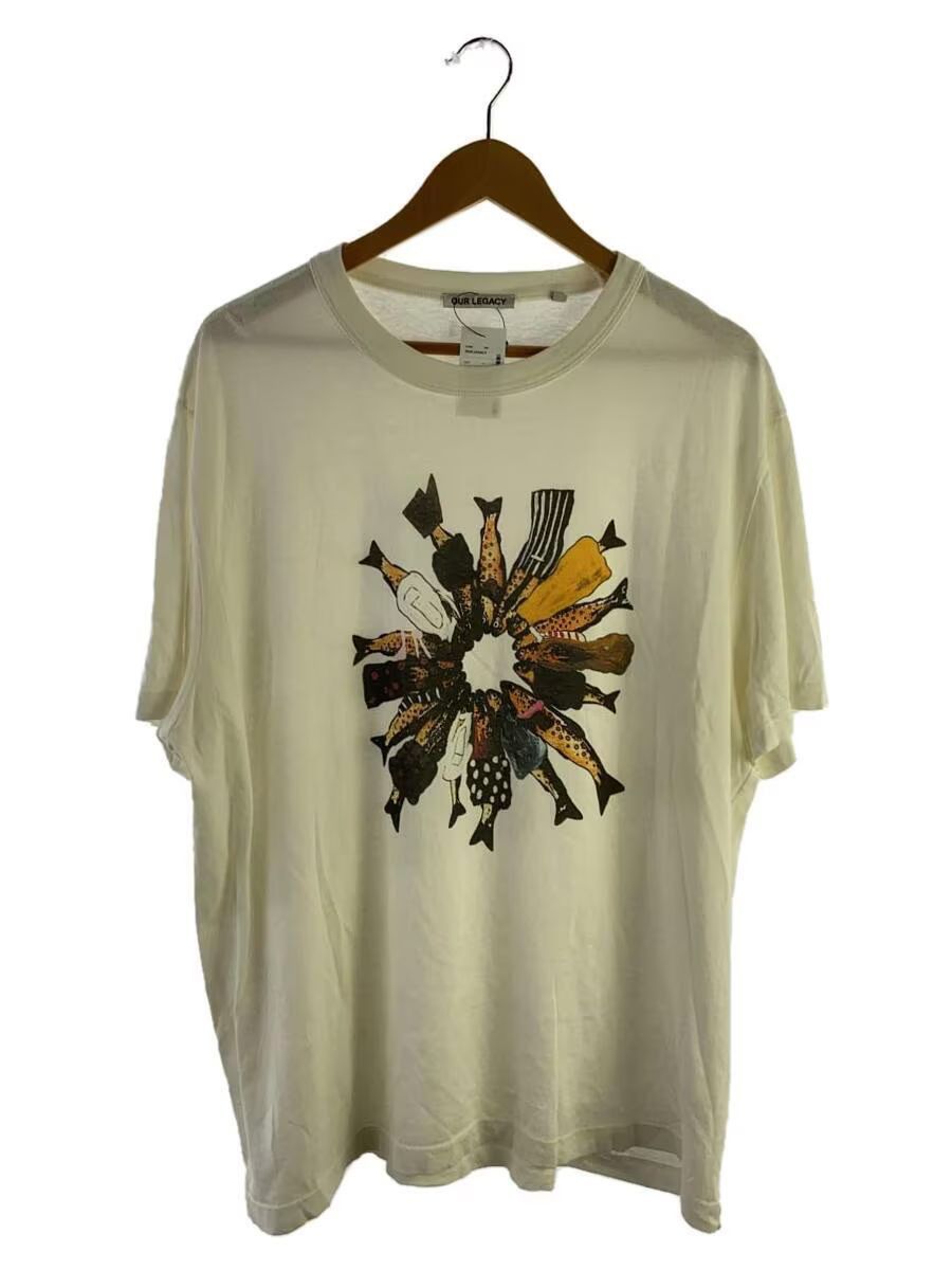 image of Our Legacy Oversized Fish Motif Tee in White, Men's (Size Large)