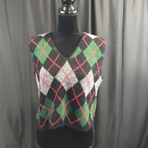 Vintage Vintage Huntington Ridge hand knitted stripes squares vest Size US L / EU 52-54 / 3 - 2 Thumbnail