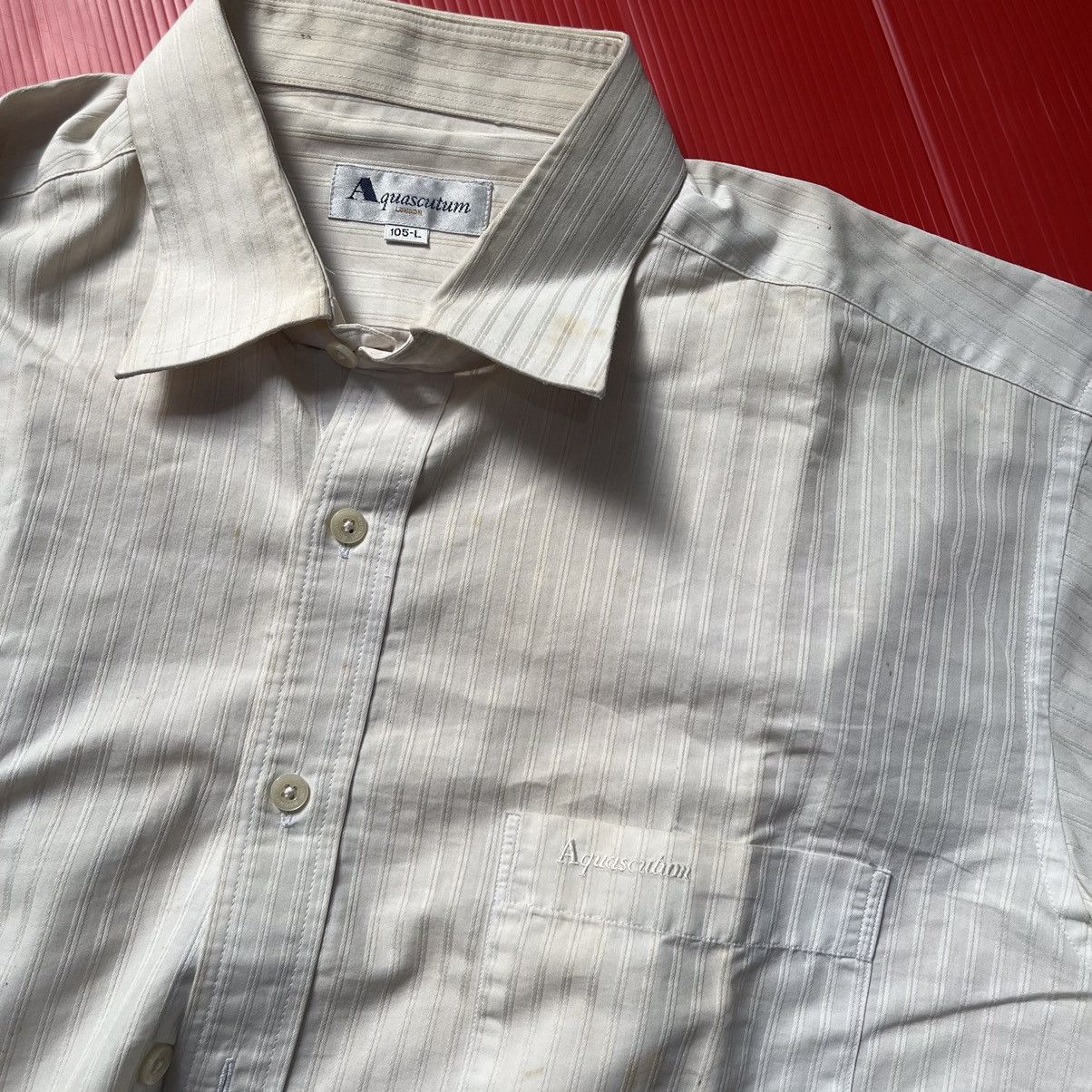 Aquascutum × Other UK Vintage Aquascutum of london Shirt long sleeve White stripes Size US XL / EU 56 / 4 - 9 Thumbnail
