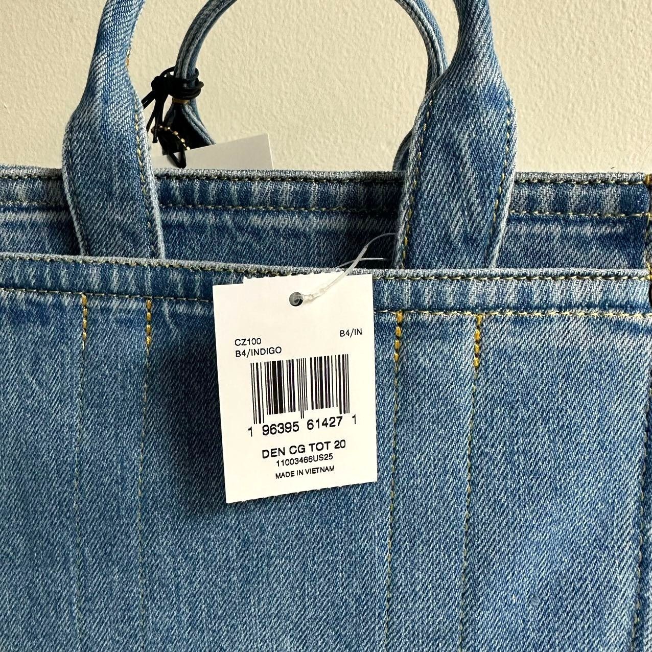 Coach Coach Mini Denim Cargo Tote Bag 20 Brass / Indigo CZ100 NWT Size ONE SIZE - 10 Thumbnail