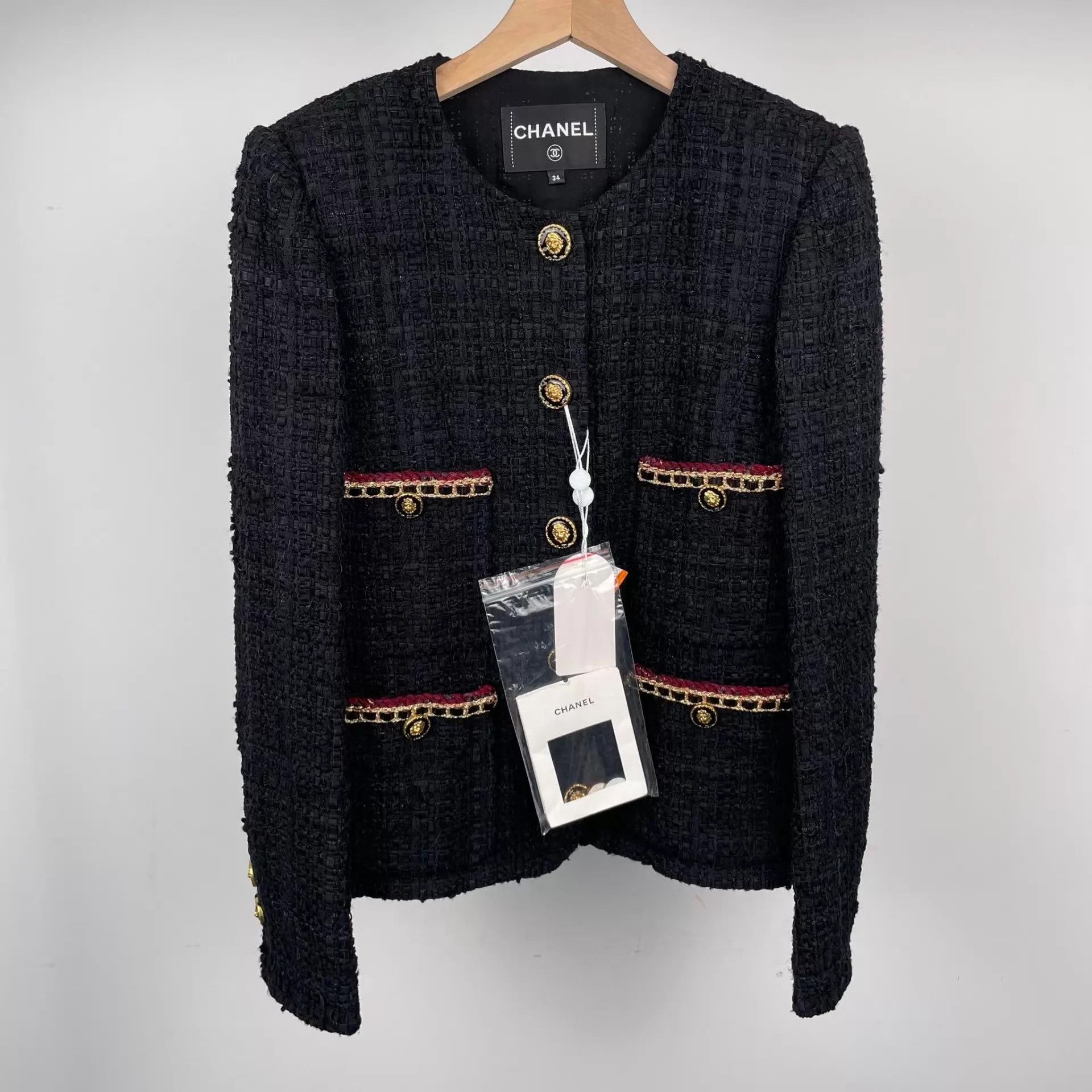 Chanel Chanel 21A Black Leather Chain 4P Woven LS Jkt 34 Size XS / US 0-2 / IT 36-38 - 1 Thumbnail