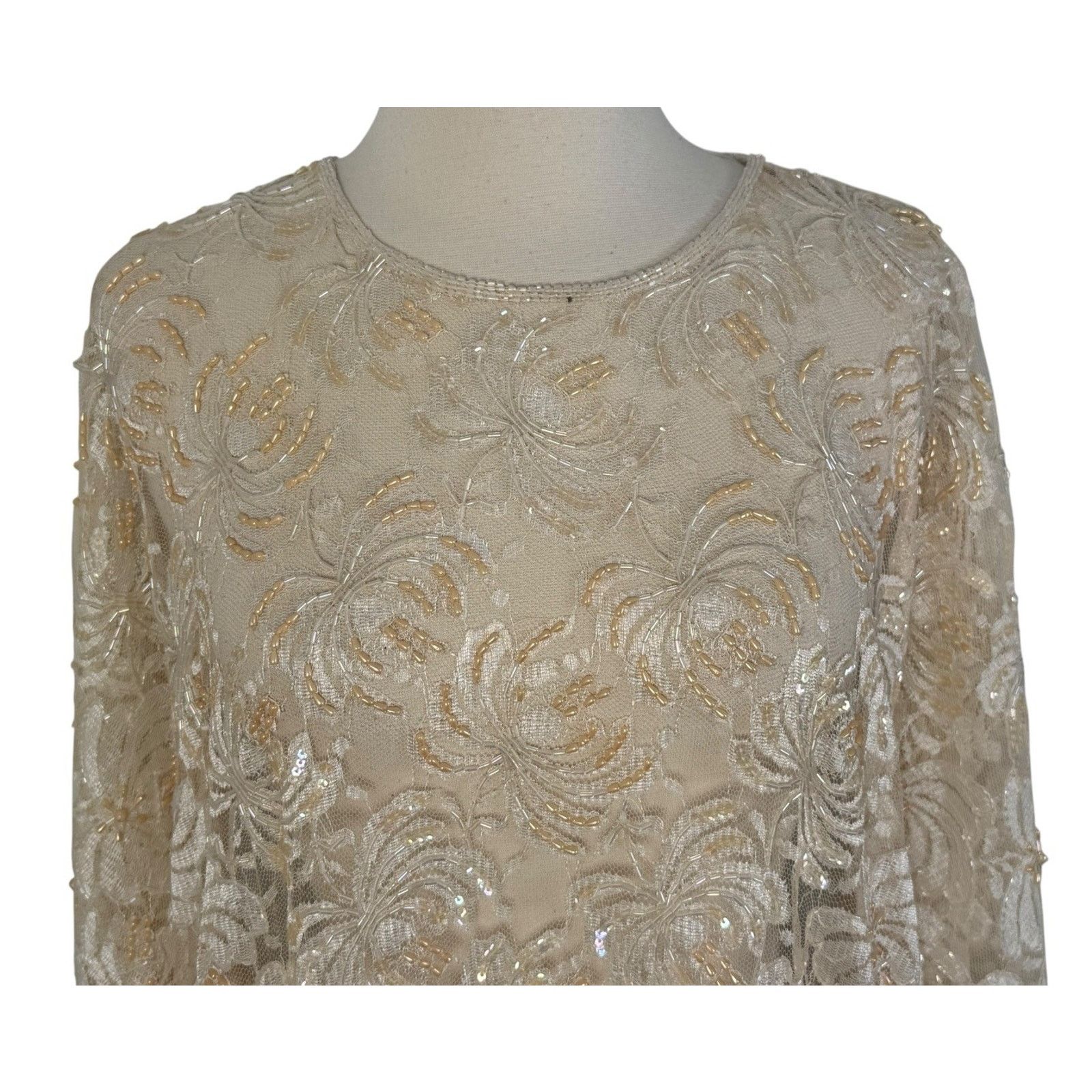 Other JAGSWEAR Vintage 100% Silk Shear Beaded 40s Flapper Dress 3X Size 3XL / US 20-22 - 6 Thumbnail
