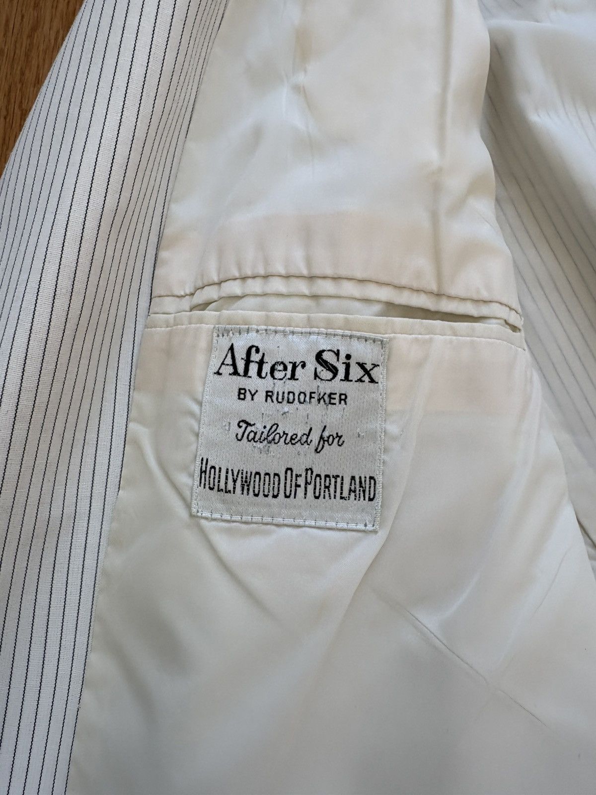 After Six After Six Vintage 40s Pinstripe White Dinner Jacket Tux 43R Size 42R - 5 Thumbnail