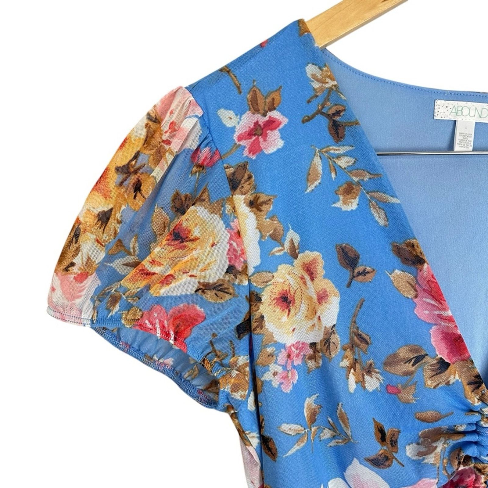 Nordstrom NWT Abound Blue Rose Floral Ruched Bodycon Dress Size Large Size L / US 10 / IT 46 - 4 Thumbnail
