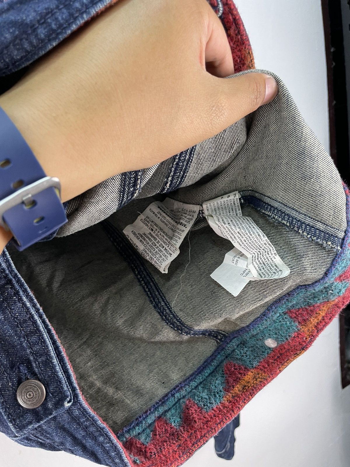 If Six Was Nine × Zara Zara Women Trucker Denim Jacket Native Navajo Patchwork Size S / US 4 / IT 40 - 7 Thumbnail