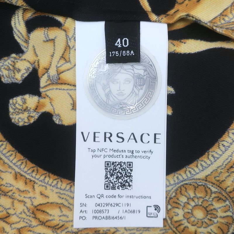 Versace Versace Palazzo Fit Maschera Baroque Shirt Black/Gold Sz 40 Size US XXS / EU 40 - 8 Thumbnail