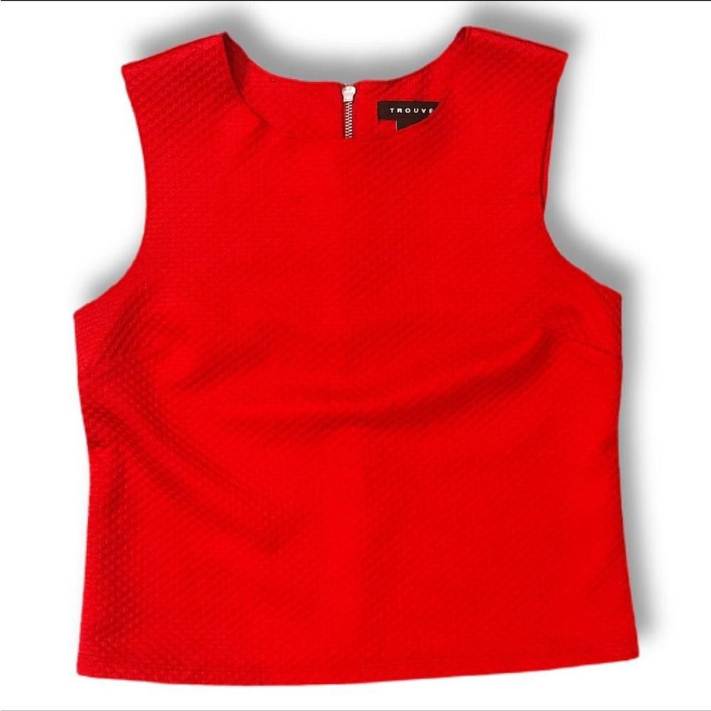 TROVE Trouvé Red Structured Textured Sleeveless Tank Top Large Size L / US 10 / IT 46 - 1 Thumbnail