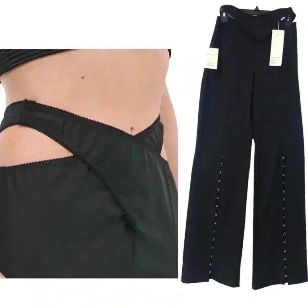 Anna October Anna October Wool Palazzo Pants 6 Black High Waist Crossover Size 28" / US 6 / IT 42 - 14 Thumbnail