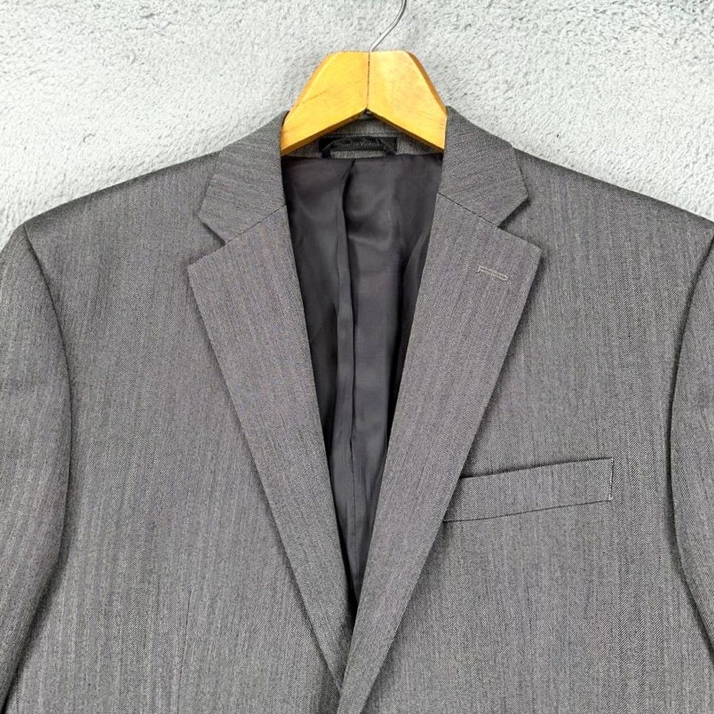 Ralph Lauren Lauren Ralph Lauren Blazer Sport Coat Mens 42R Grey Herringbone 2 Button Notch Lapel Regular Fit Size 42R - 2 Thumbnail