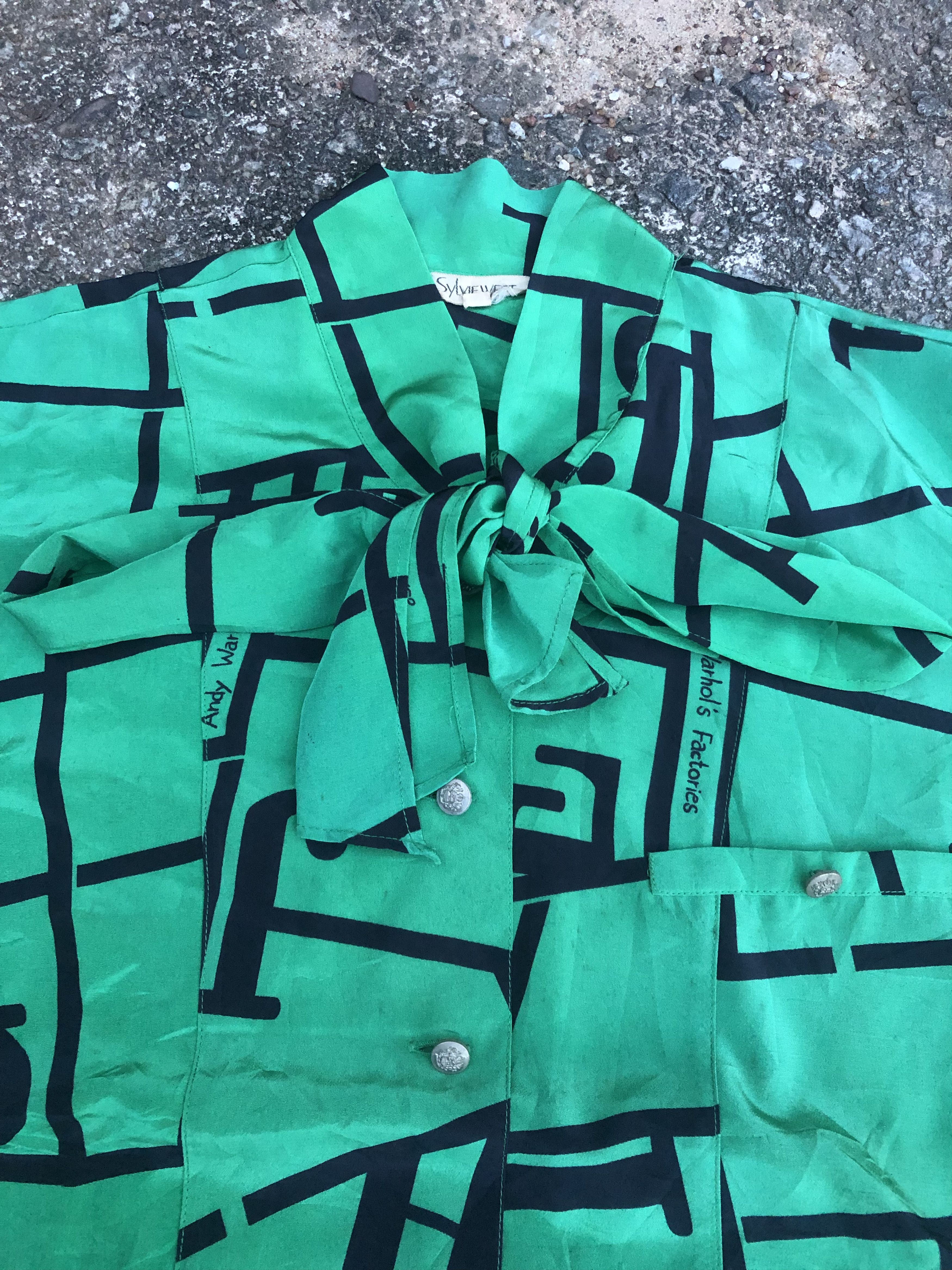 Vintage 🔥Vintage ANDY WARHOL'S FACTORIES Satin Button-down Blouse Size L / US 10 / IT 46 - 9 Thumbnail